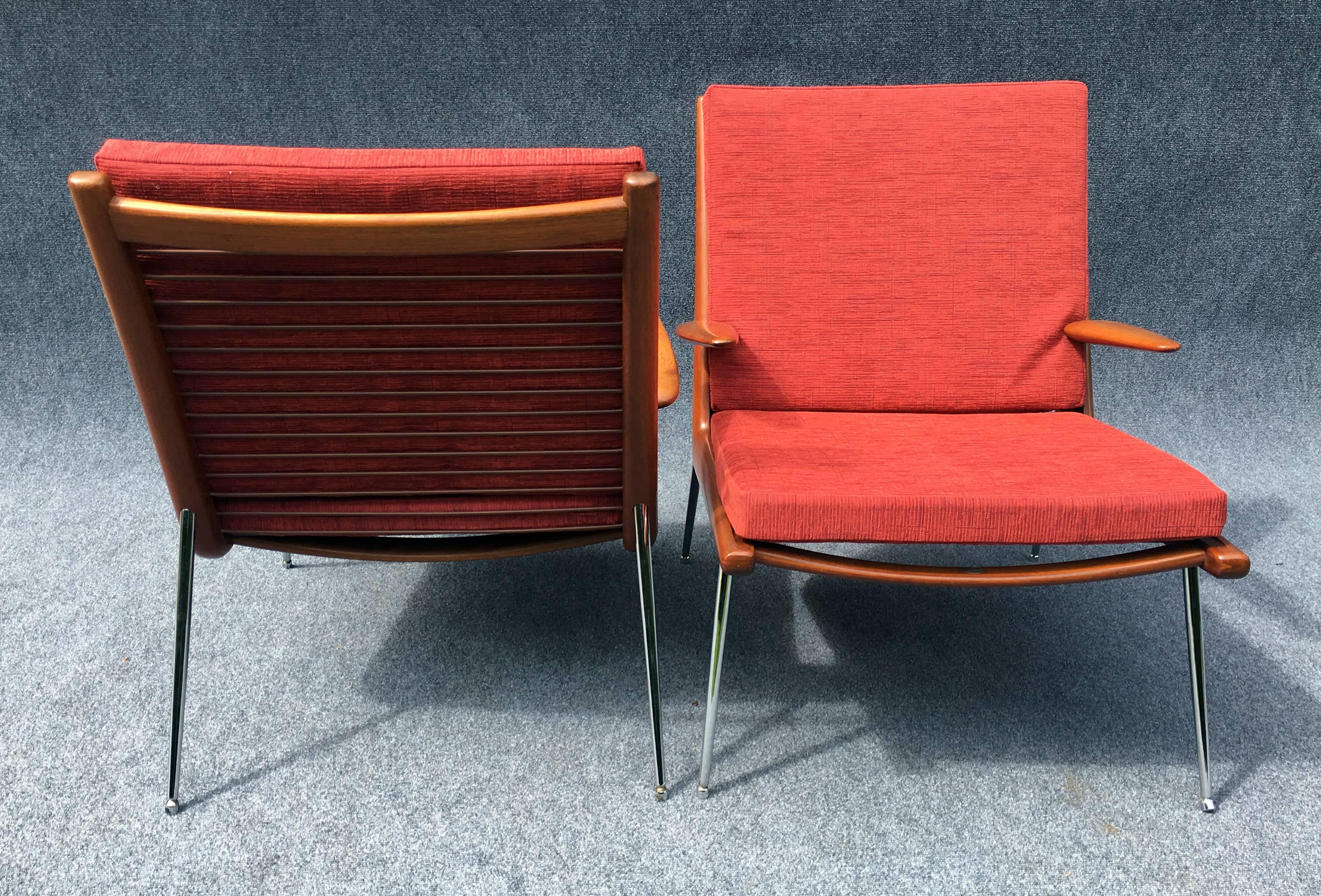 Pair of FD135 'Boomerang' Chairs by Peter Hvidt and Orla Mølgaard-Nielsen 1
