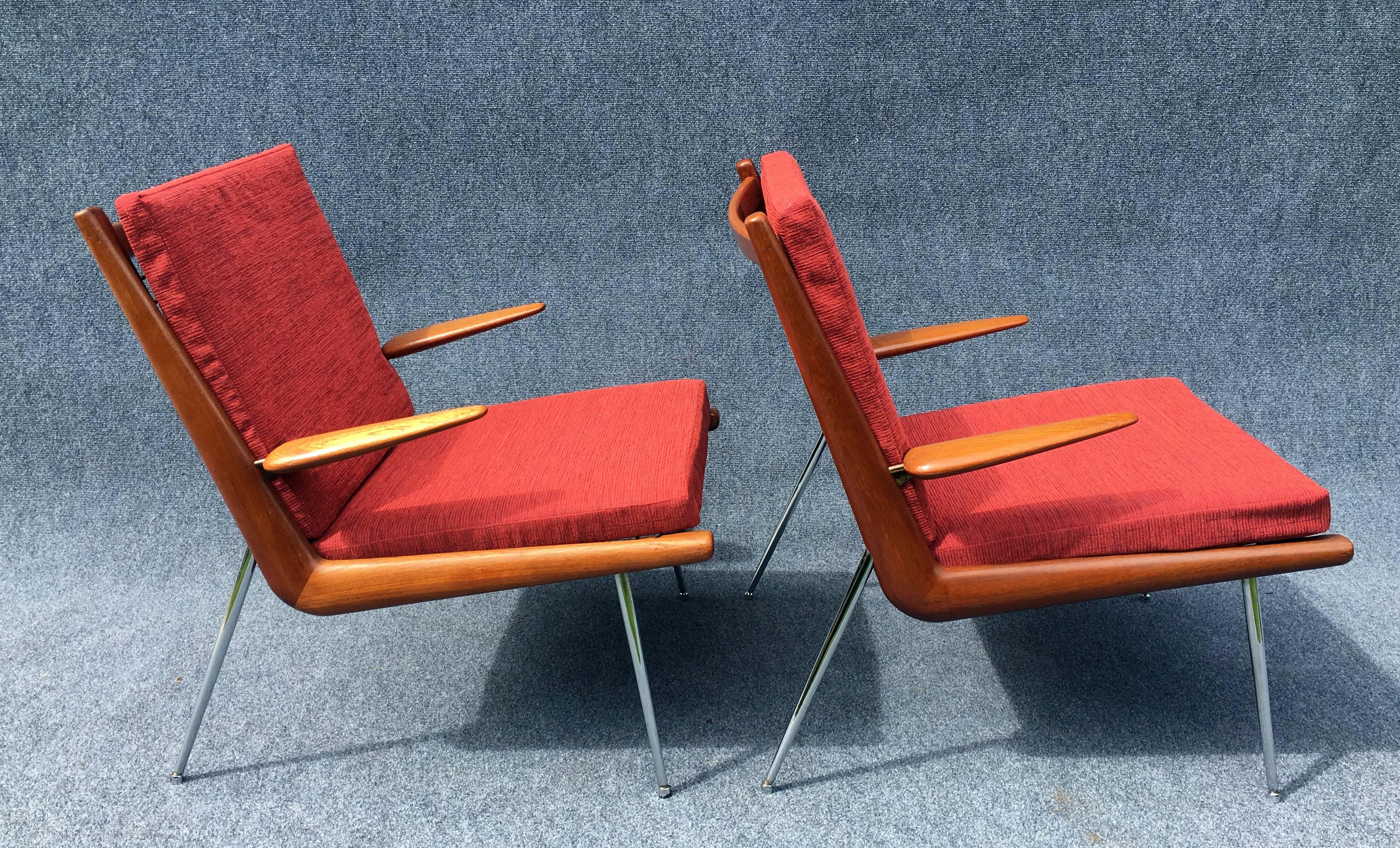 Pair of FD135 'Boomerang' Chairs by Peter Hvidt and Orla Mølgaard-Nielsen 2