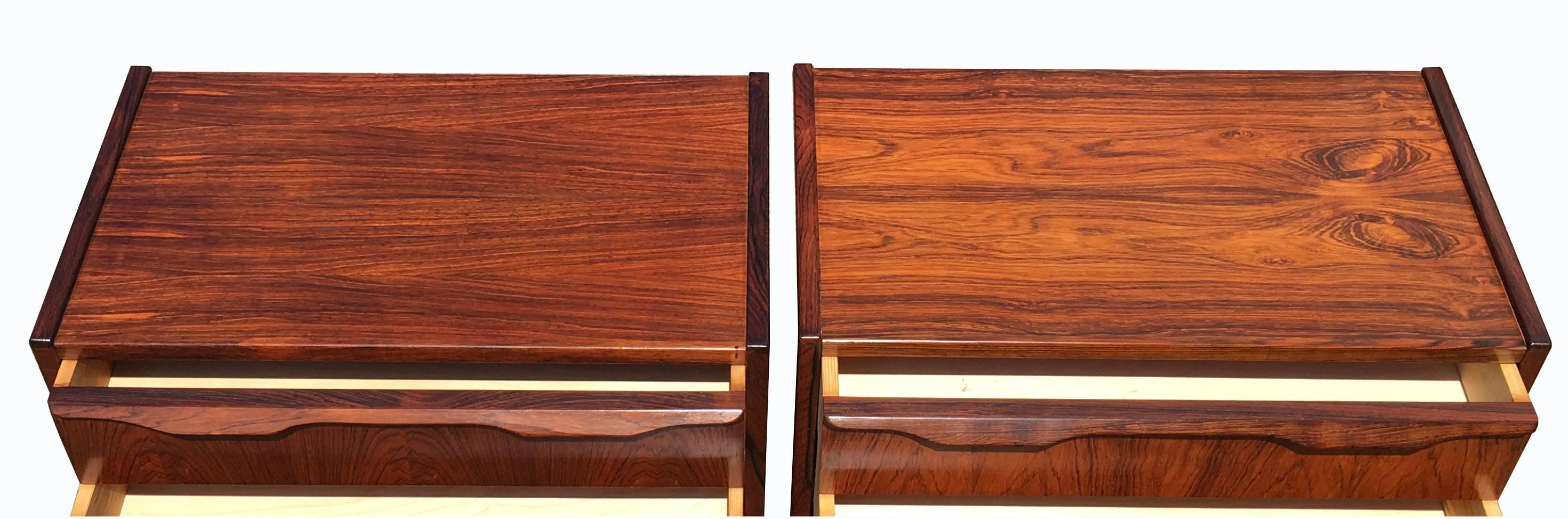 Mid-Century Modern Pair of Danish Rosewood Bedside Tables