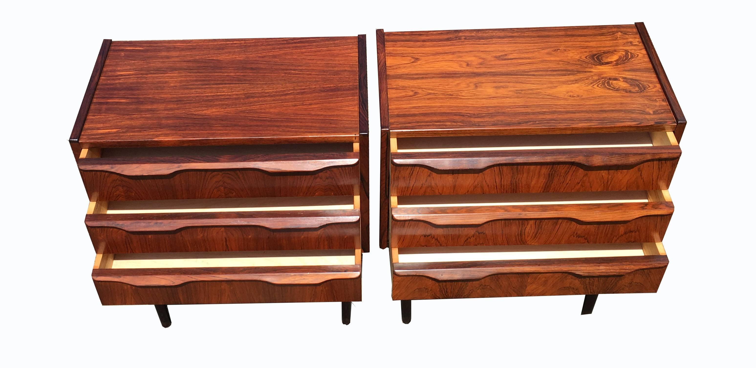 Pair of Danish Rosewood Bedside Tables In Excellent Condition In Little Burstead, Essex