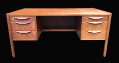 Jens Risom Walnut Desk and Matching Pair of Cabinets