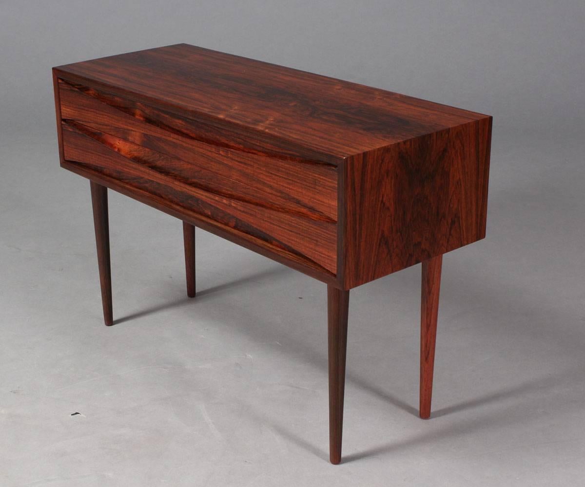 Mid-Century Modern Pair of Arne Vodder Low Two-Drawer Rosewood Side Tables