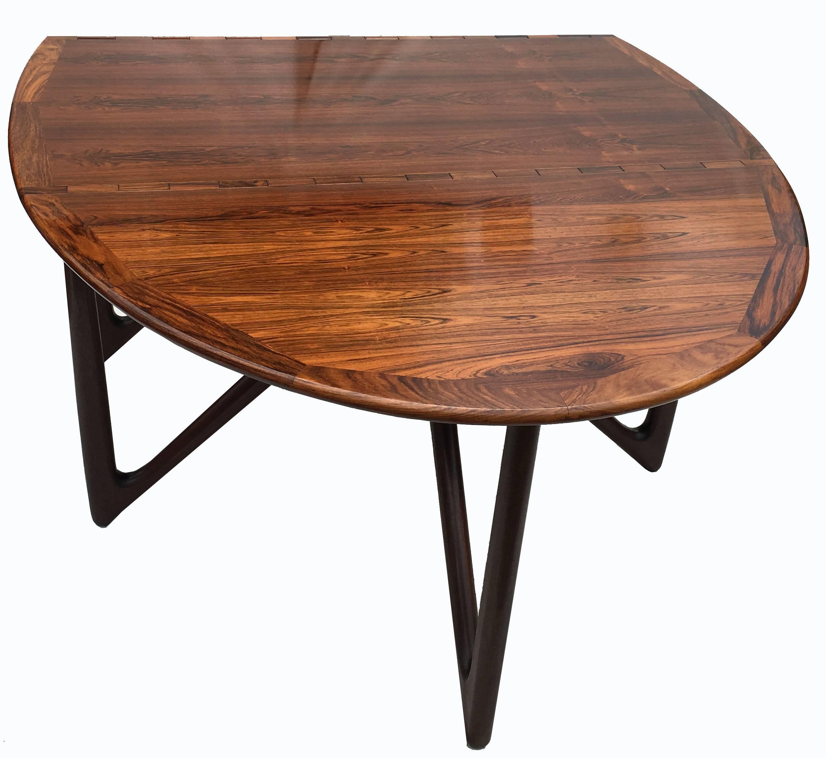 Mid-Century Modern Oval Rosewood Drop Flap Dining Table by Kurt Ostervig for Jason Mobler