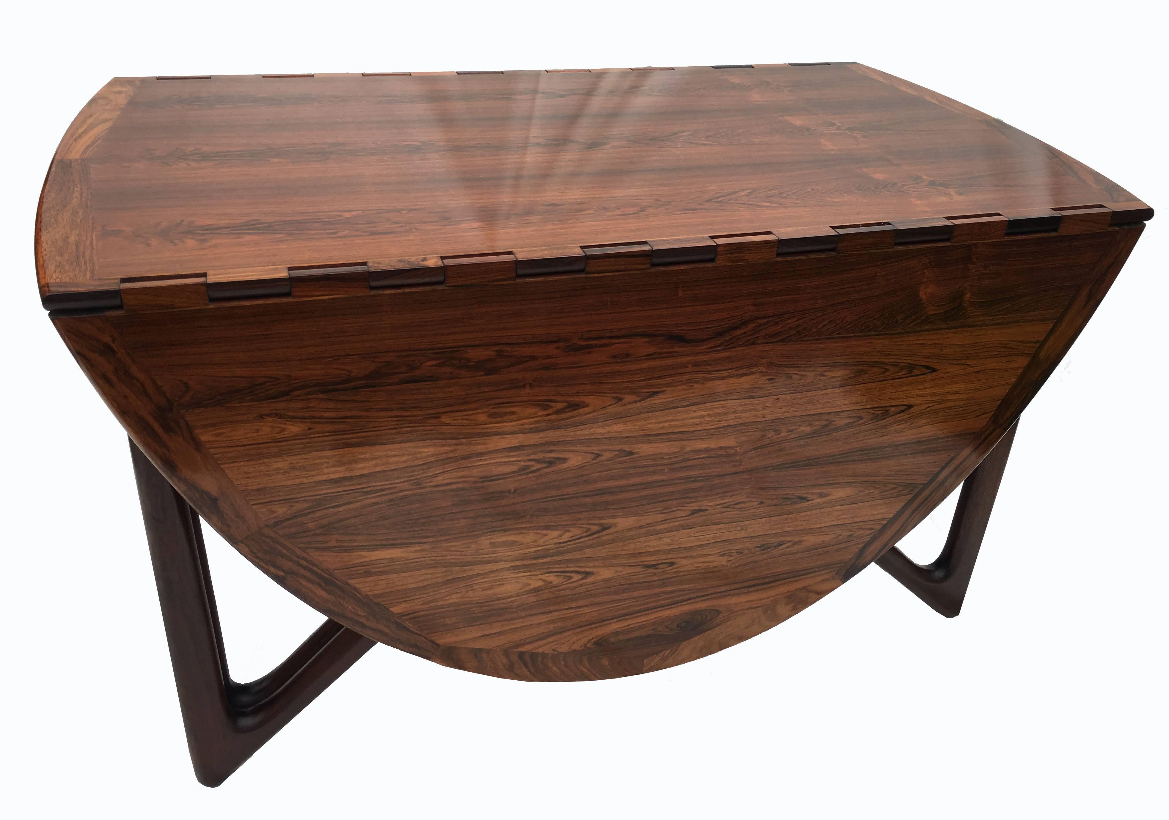 Danish Oval Rosewood Drop Flap Dining Table by Kurt Ostervig for Jason Mobler