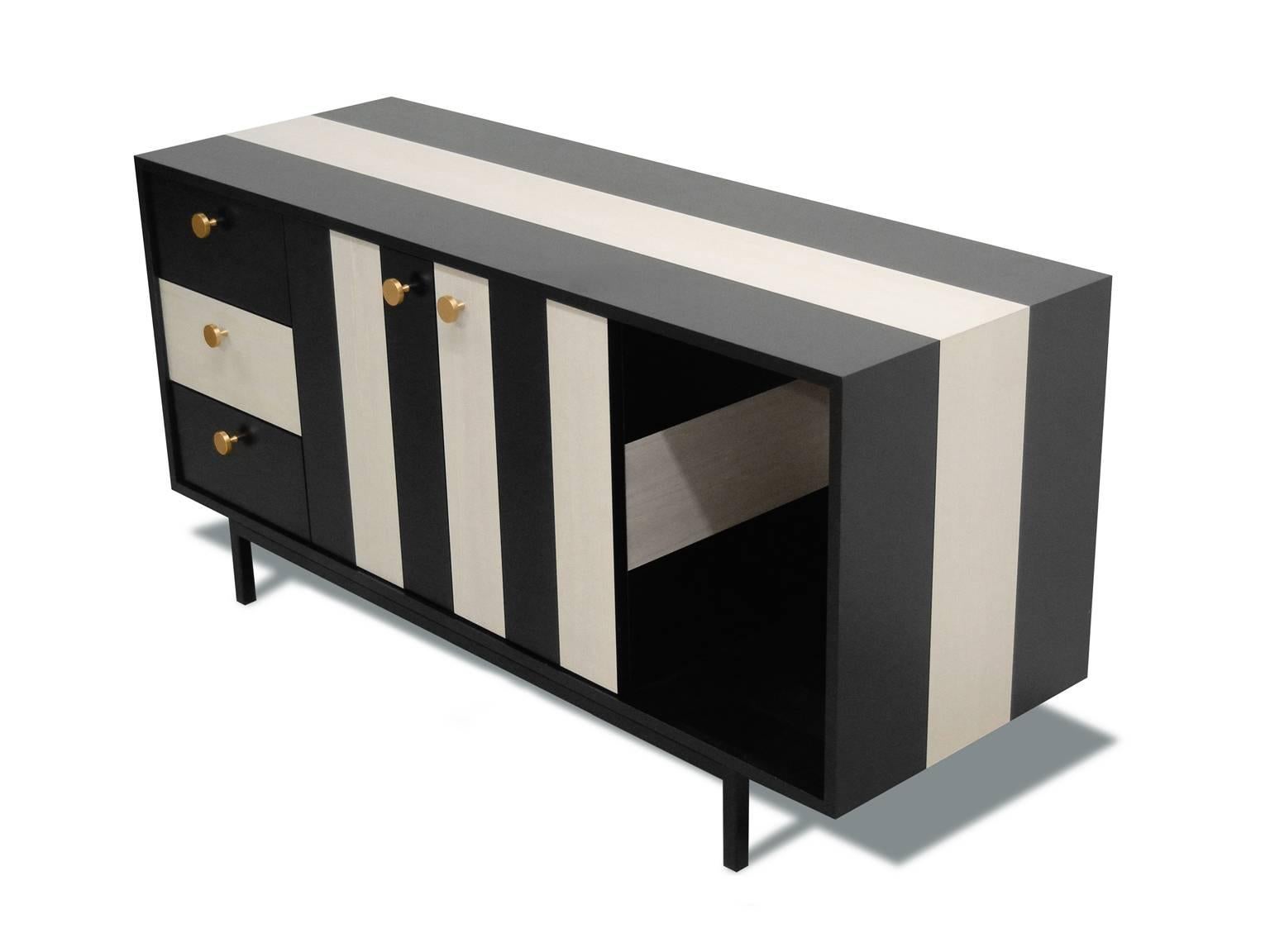 The No Wave credenza from Atocha Design is a statement-making piece with a bold, monochromatic pattern. The second launch in the No Wave Series, this credenza is an extension of the Kick Back cocktail table aesthetic, for elegant yet ample general