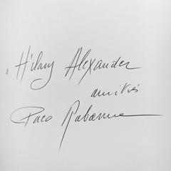Paco Rabanne - 1996 Signé par lui à Hilary Alexander