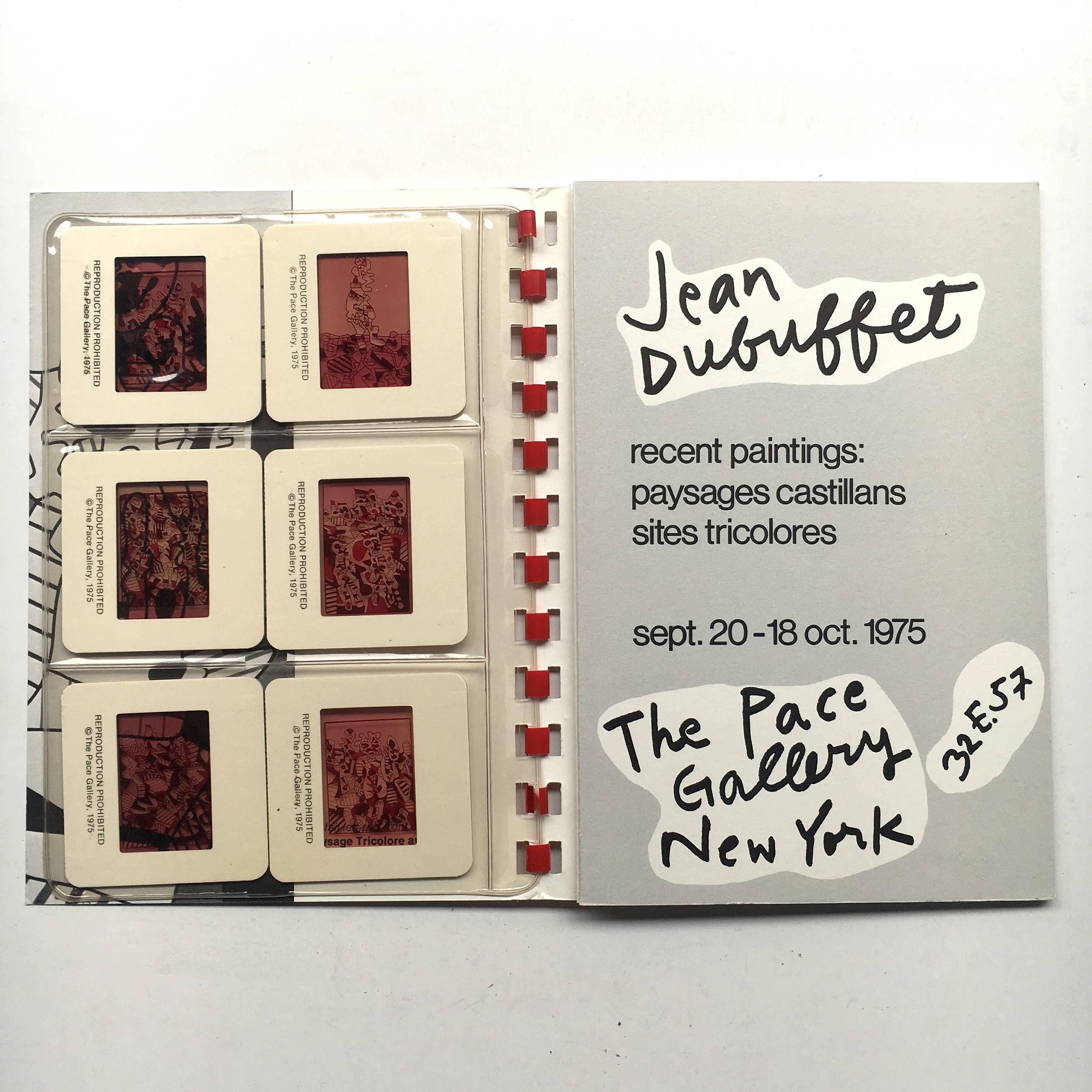 Published by The Pace Gallery, New York, 1975

A set of six slides taken from Jean Dubuffet's series entitled, 'paysages castillans sites tricolors,' these come in a fold-out booklet adorned with reproductions of the paintings from the slides.

