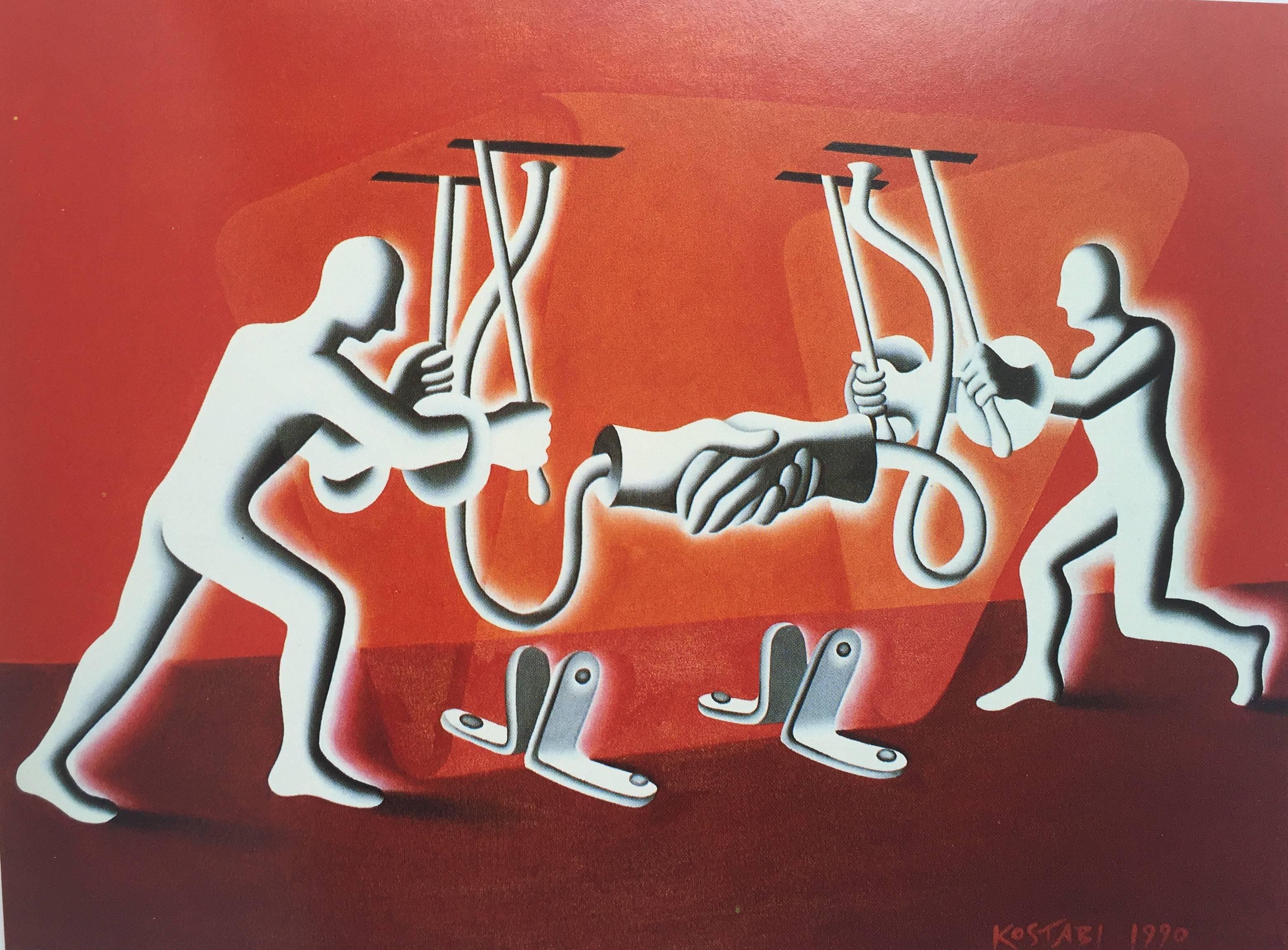 Late 20th Century Mark Kostabi, Kostabi New Paintings 'Signed', 1991 For Sale
