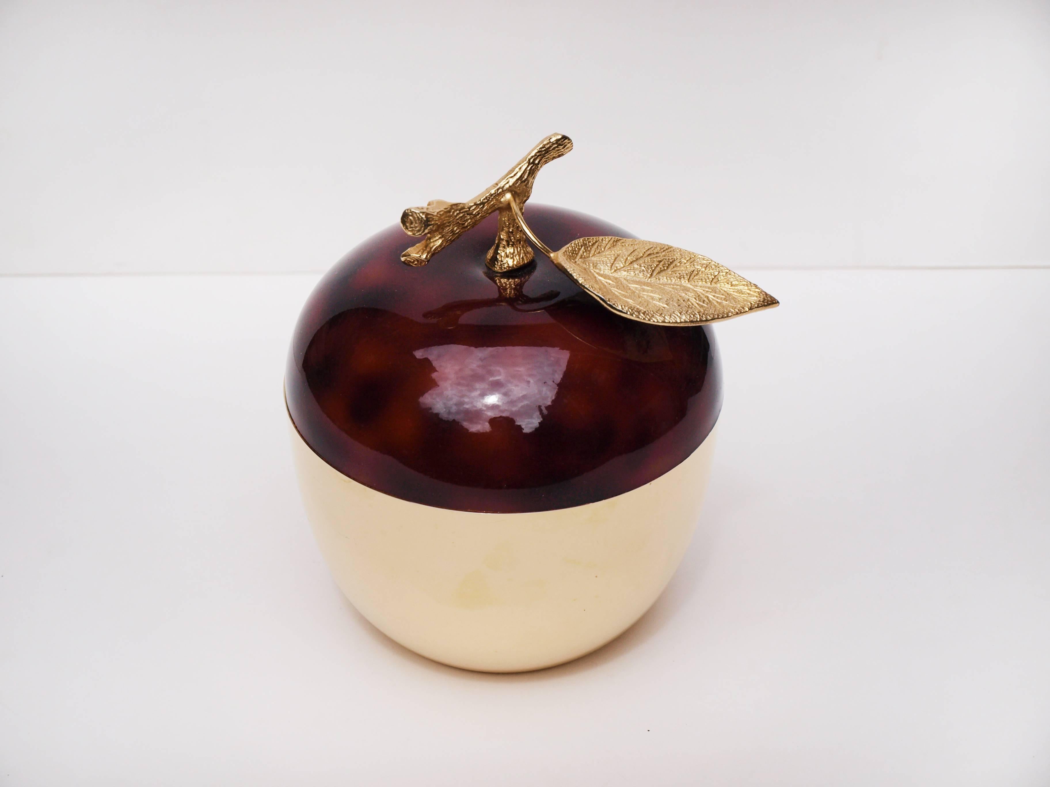 American Apple Ice Bucket  Gold and Tortoise Shell- the Turnwald Collection, 1970s