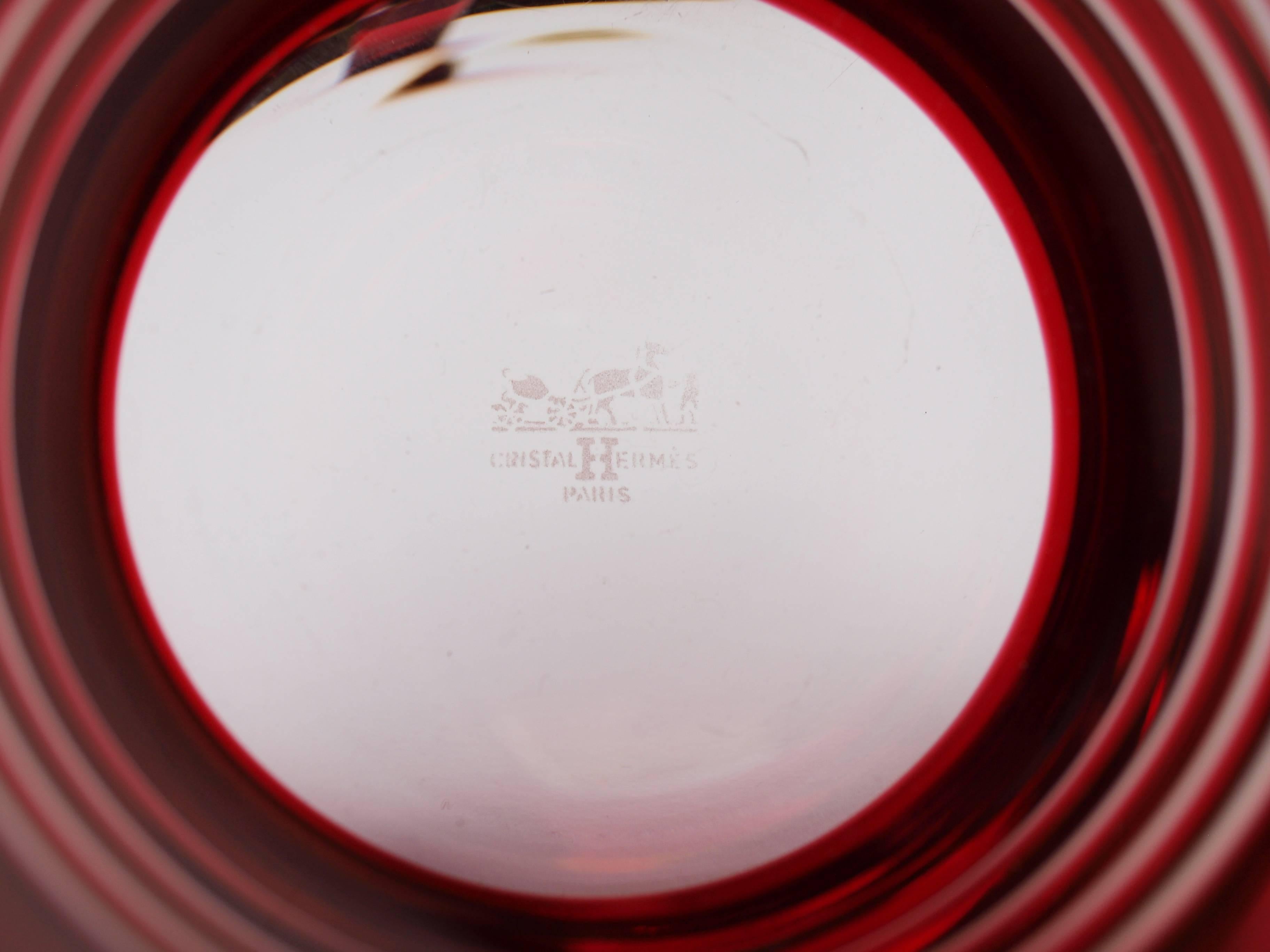 Pair of Red Tinted Crystal Tumblers by Hermès In Excellent Condition In London, GB