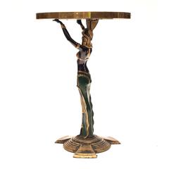 Pair of 1920s Art Deco Cast Iron Tables, Music Hall, Vaudeville Style
