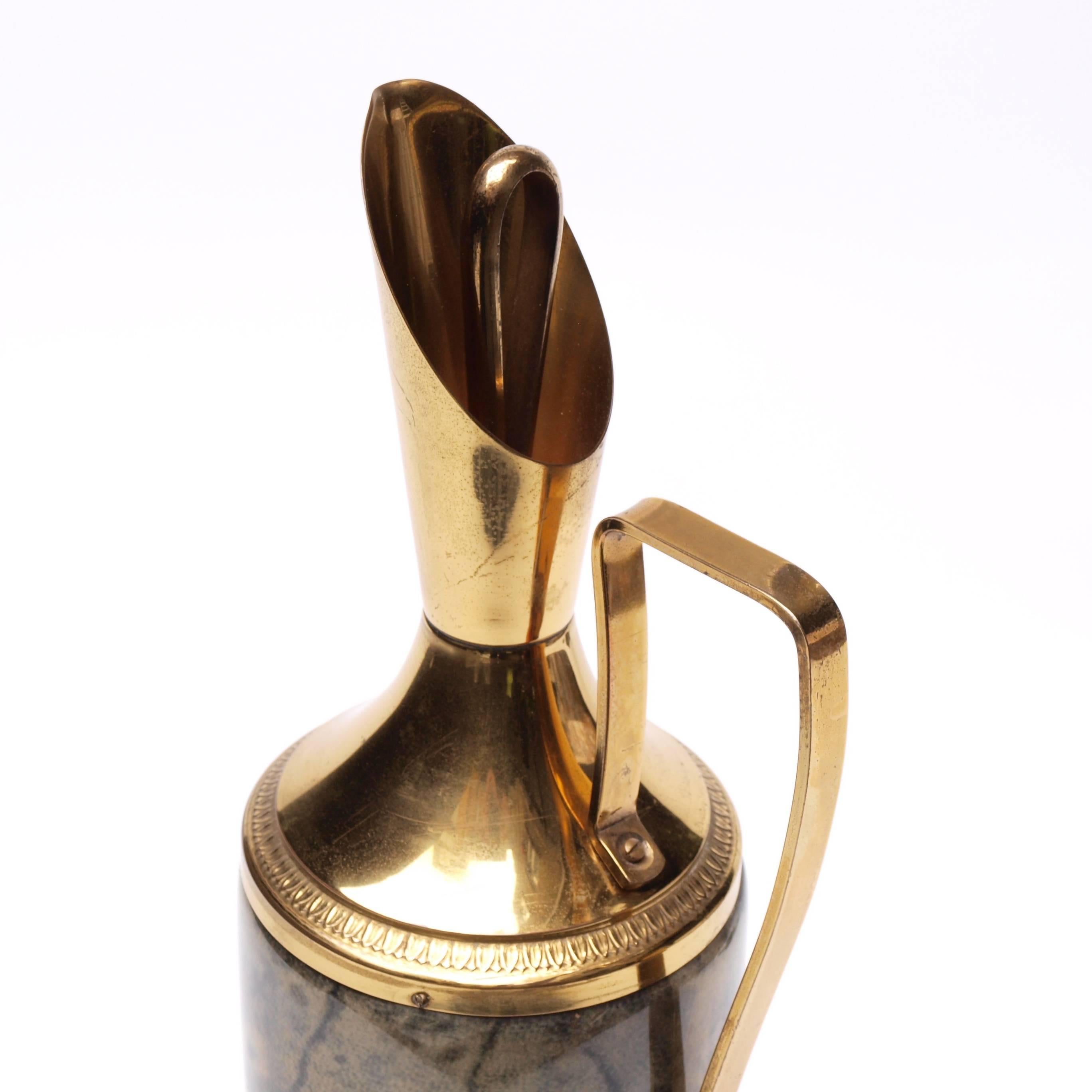 Aldo Tura Lacquered Goatskin Parchment and Brass Carafe In Excellent Condition In London, GB