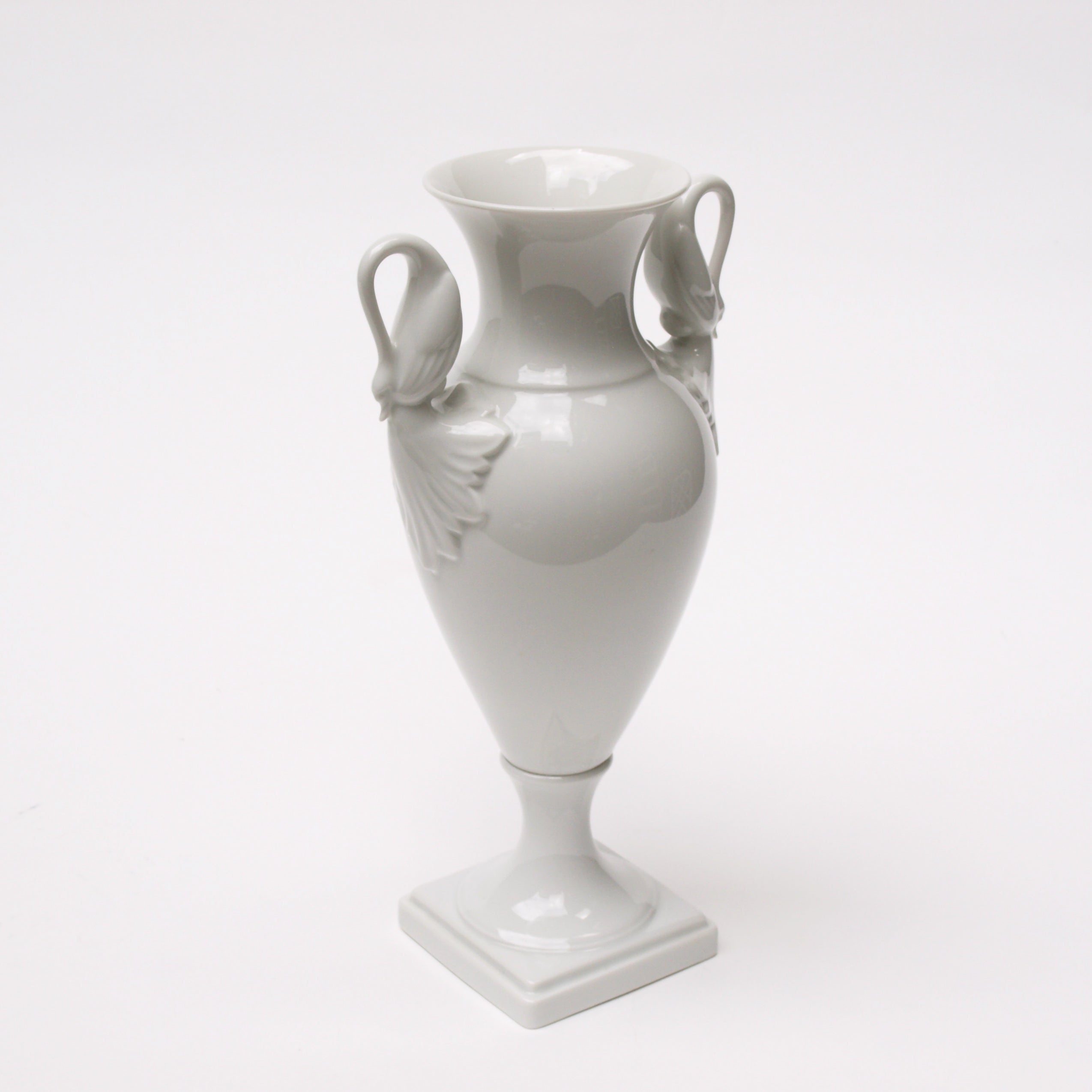 Pair Of 1960S Porcelain Classical Swan Vases By Alboth And Pair Of 1960S Porcelain Classical Swan Vases By Alboth And