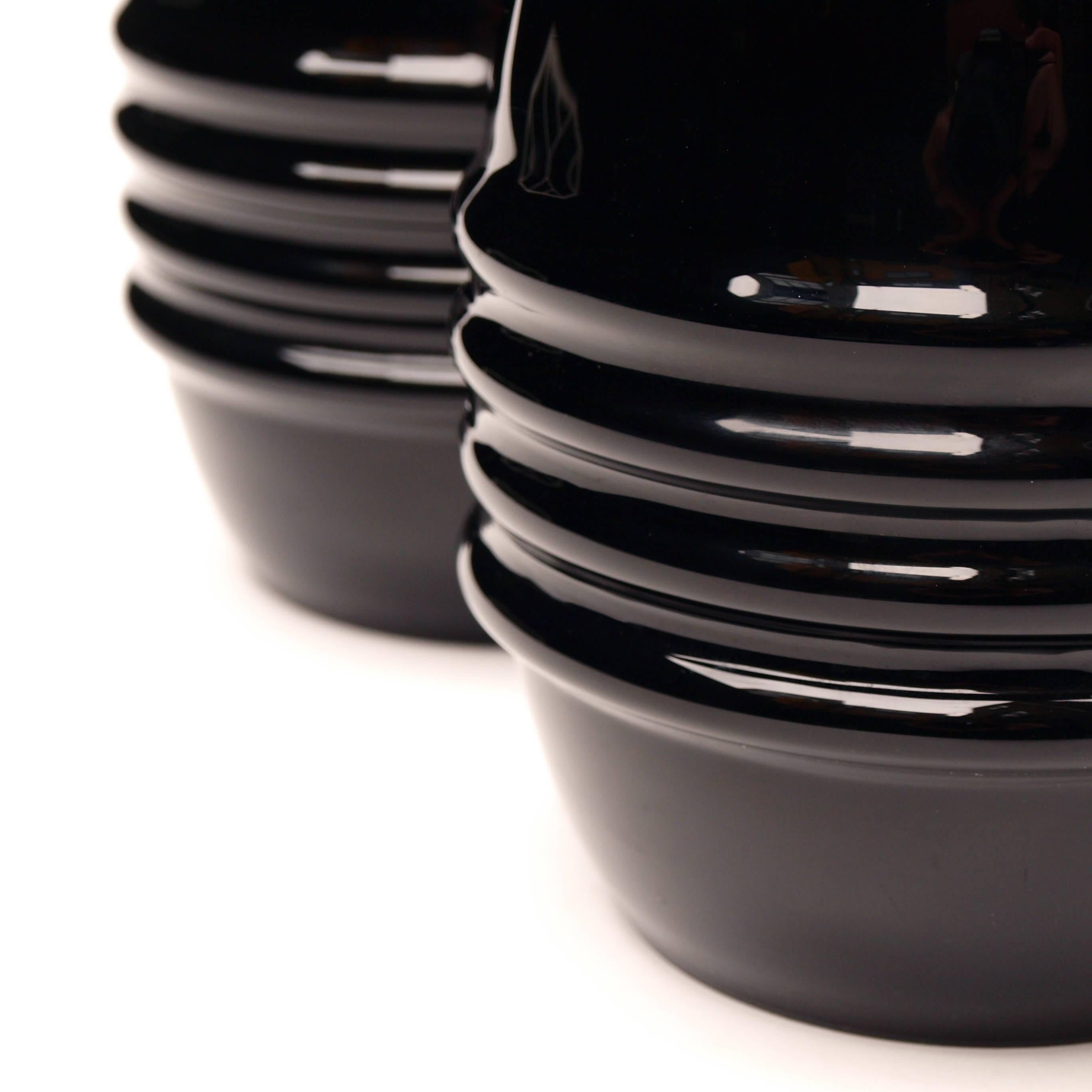 Pair of Black Opaline Vases Attributed to Jacques Adnet In Excellent Condition In London, GB