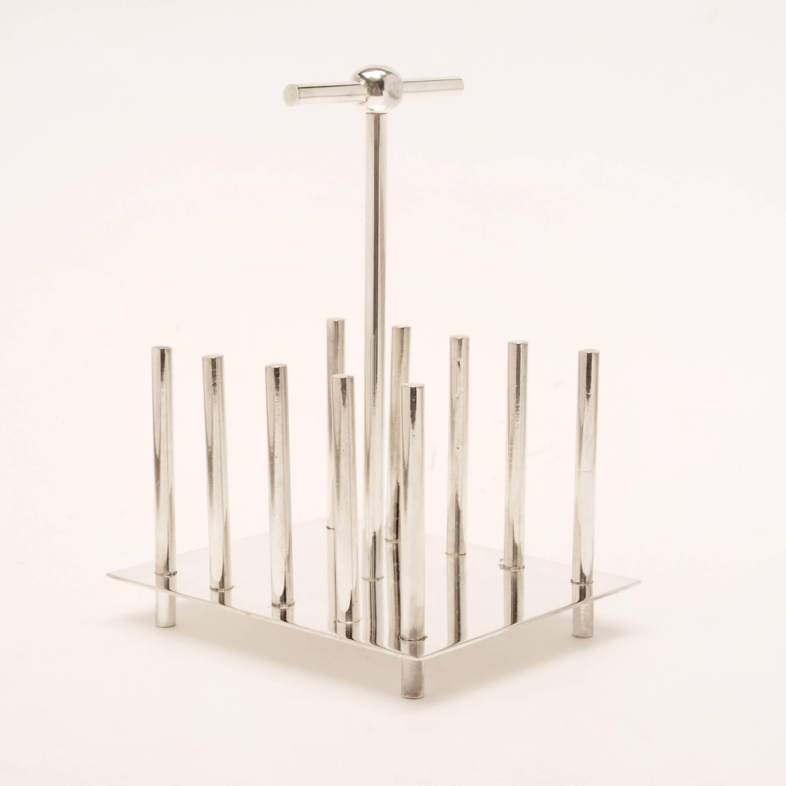 Christopher Dresser Style Silver Plated Toast Rack In Excellent Condition In CA, CA