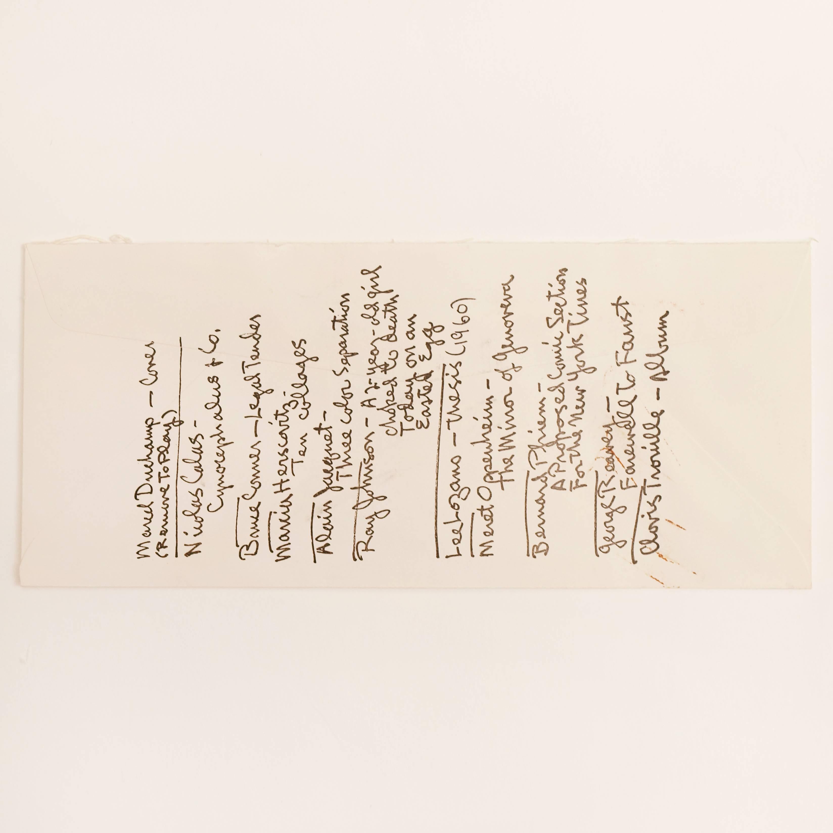 Mid-Century Modern William M. Copley, Table of Contents #2, Letter to Marcel Duchamp, 1968