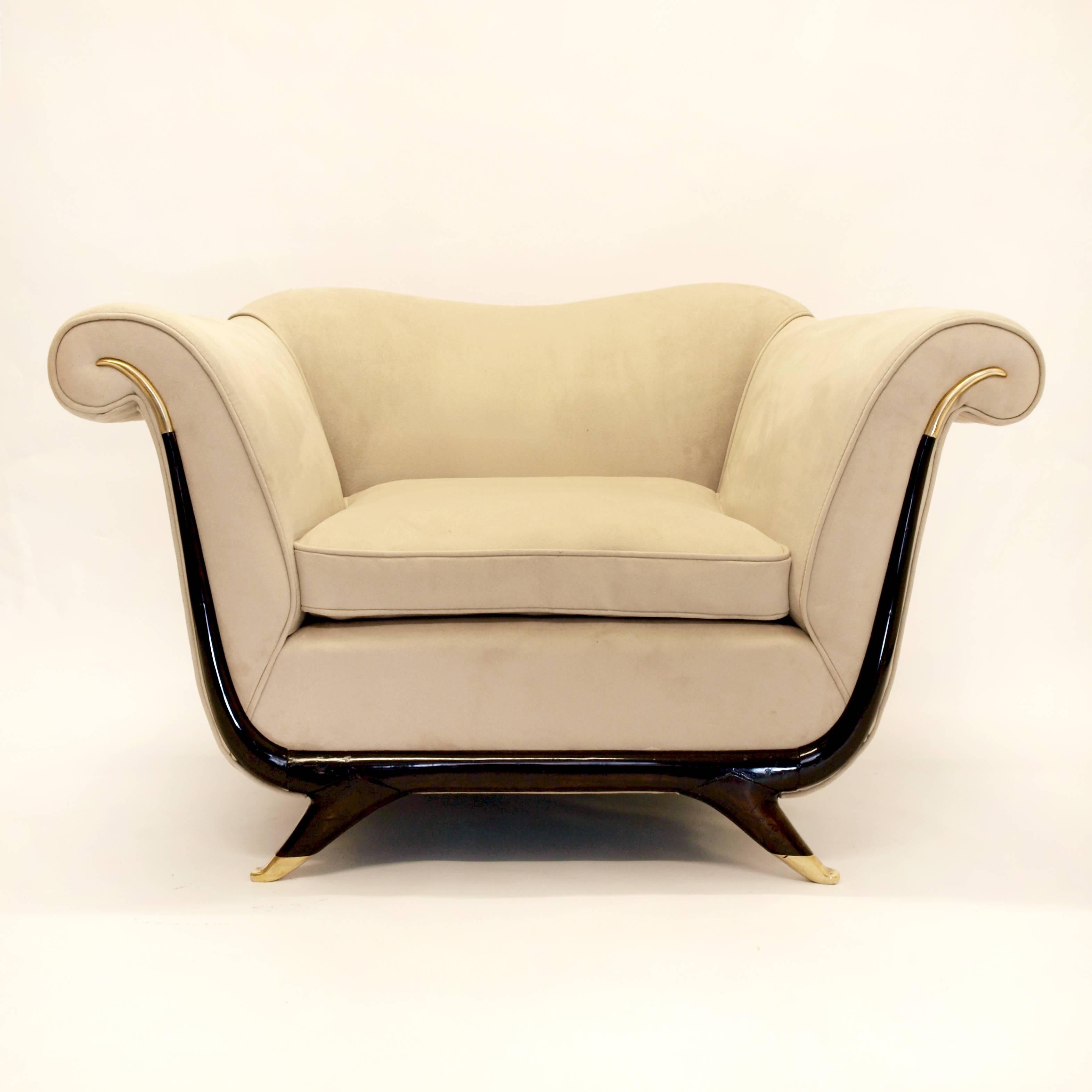 Italian Pair of 1940s Armchairs Attributed to Guglielmo Ulrich