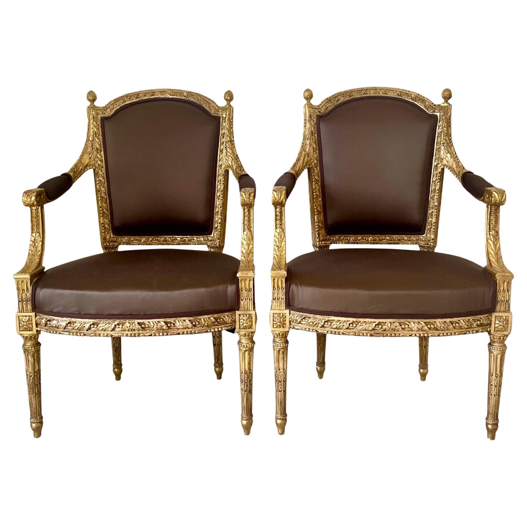 Set of Four Louis XVI Giltwood Chairs, Circa 1780