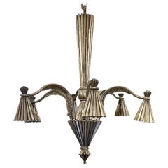 Viennese Modernist Steel Chandelier by Dagobert Peche, 1910s