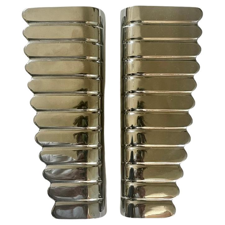 Pair of Large Italian 1950s Chrome Door Handles