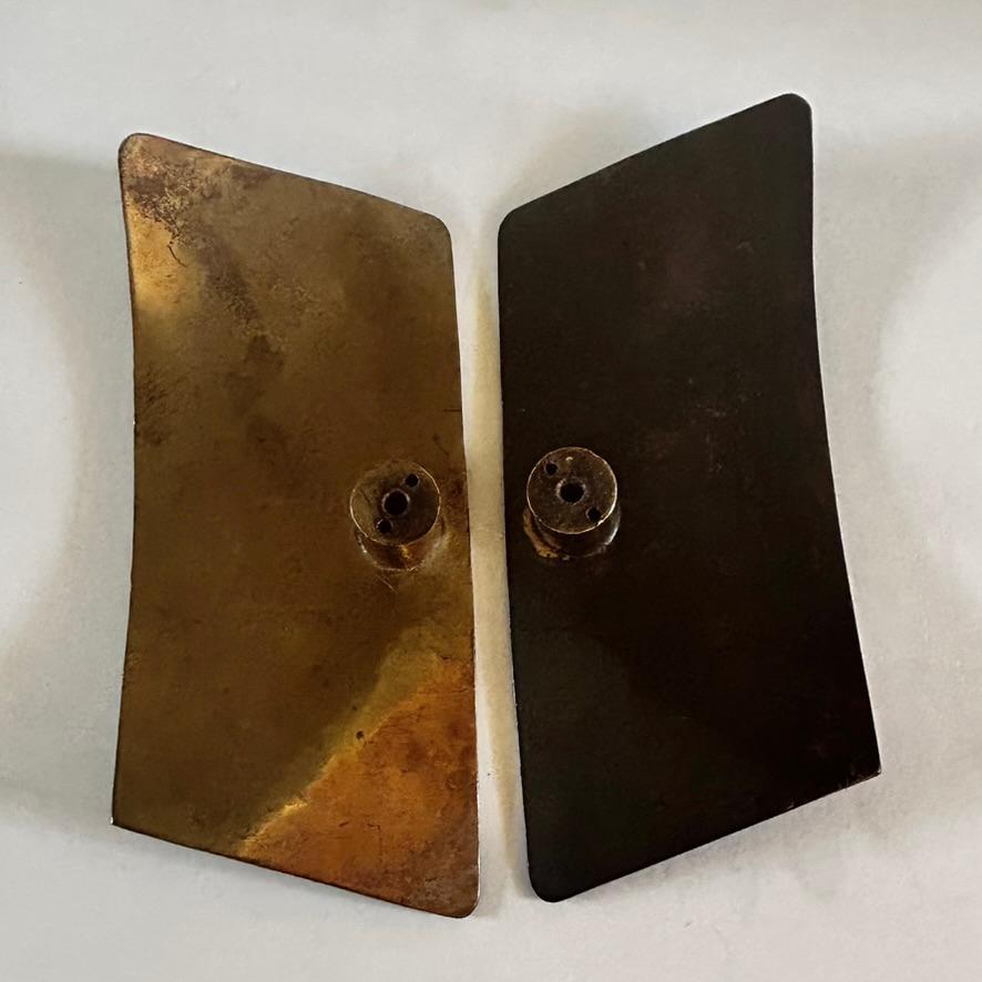 Ottone Coppia di maniglie per porte italiane di metà secolo in ottone e dorato in vendita