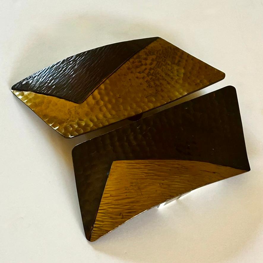 Mid-Century moderno Coppia di maniglie per porte italiane di metà secolo in ottone e dorato in vendita