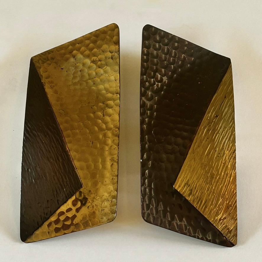 Metà XX secolo Coppia di maniglie per porte italiane di metà secolo in ottone e dorato in vendita