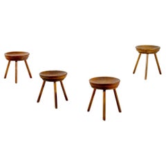 Italian 1940s Set of Four Walnut  Dish Stools