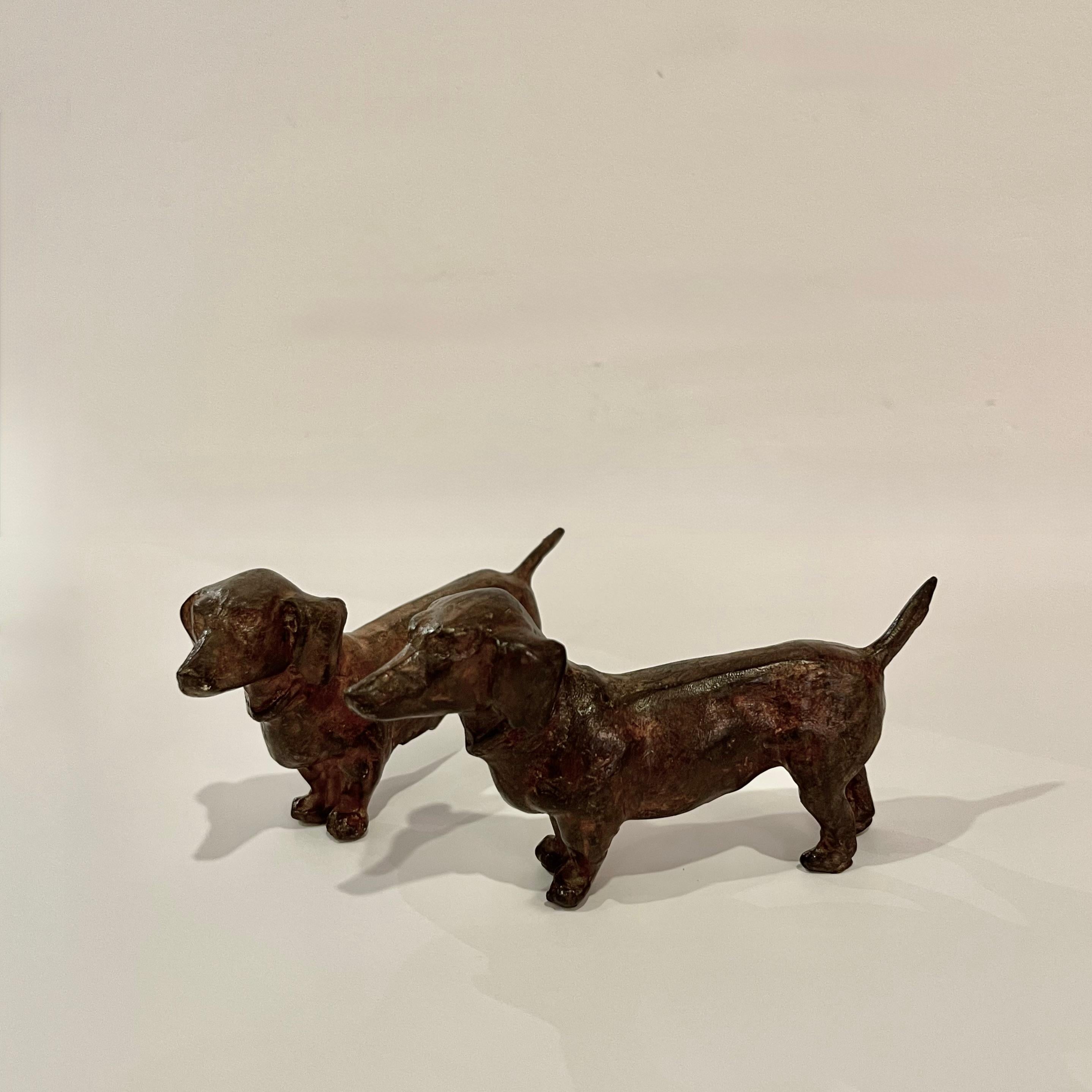 Pierre Chenet Pair of Dachunds Bronze Scupltures Foundry Stamp For Sale 1
