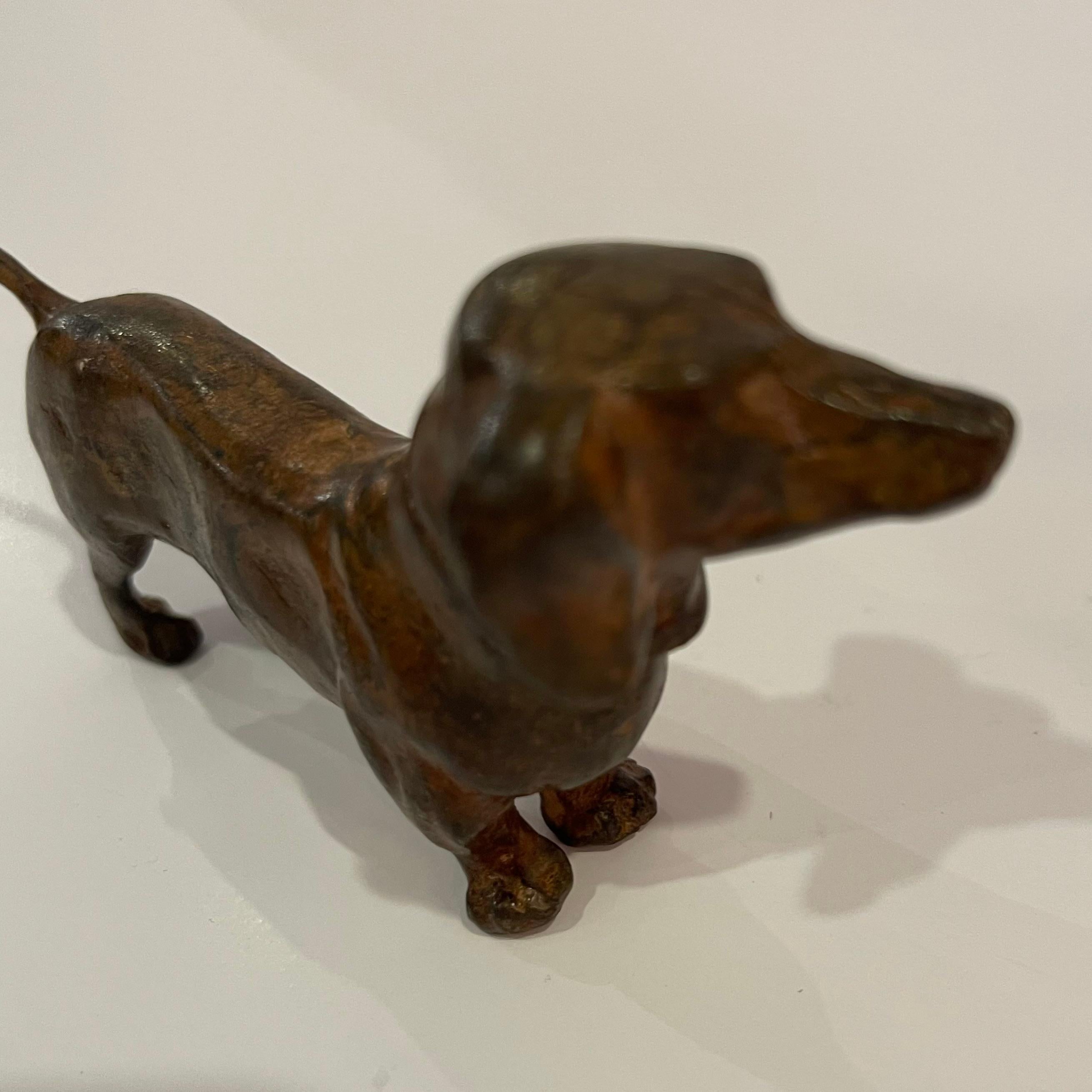 20th Century Pierre Chenet Pair of Dachunds Bronze Scupltures Foundry Stamp For Sale