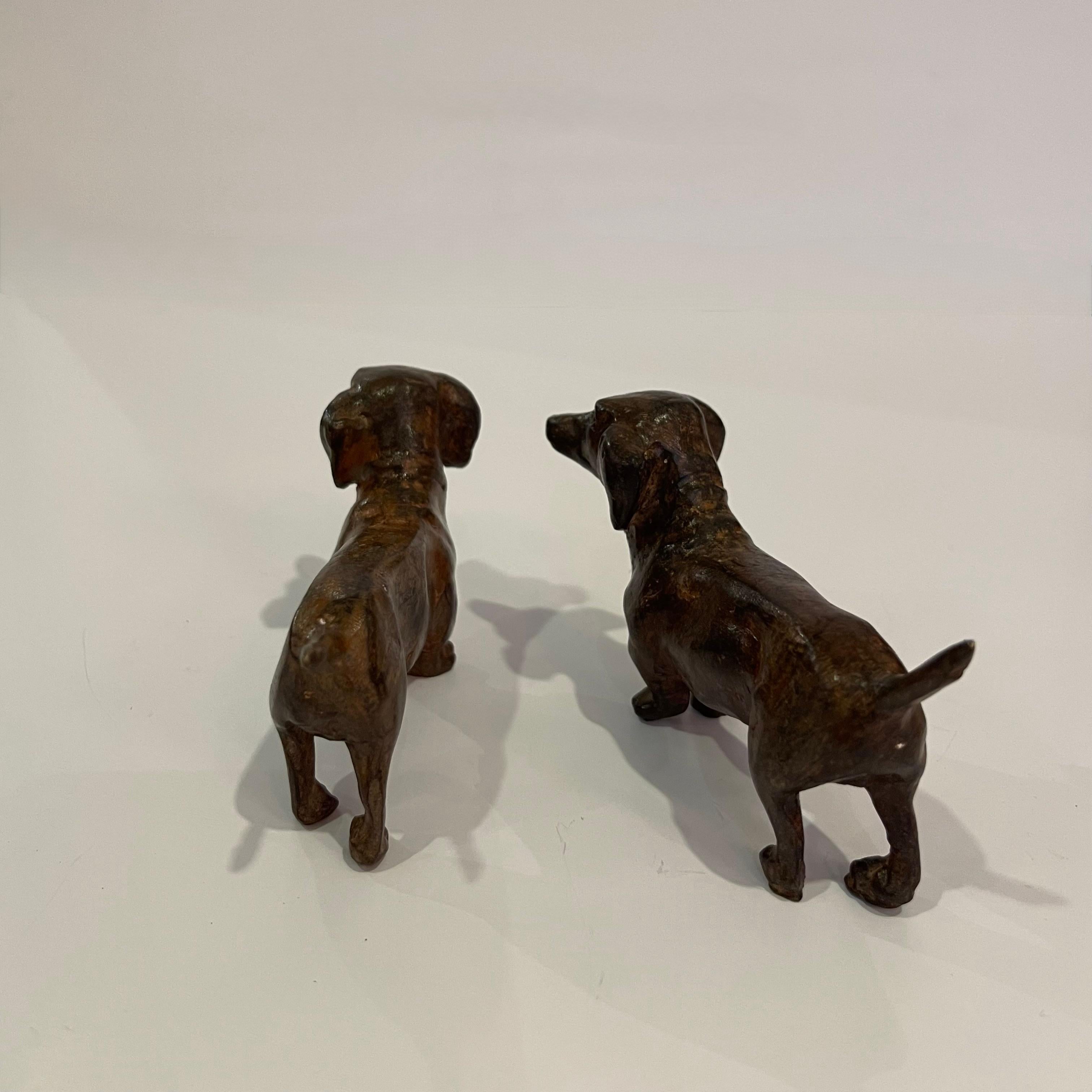 Pierre Chenet Pair of Dachunds Bronze Scupltures Foundry Stamp For Sale 2