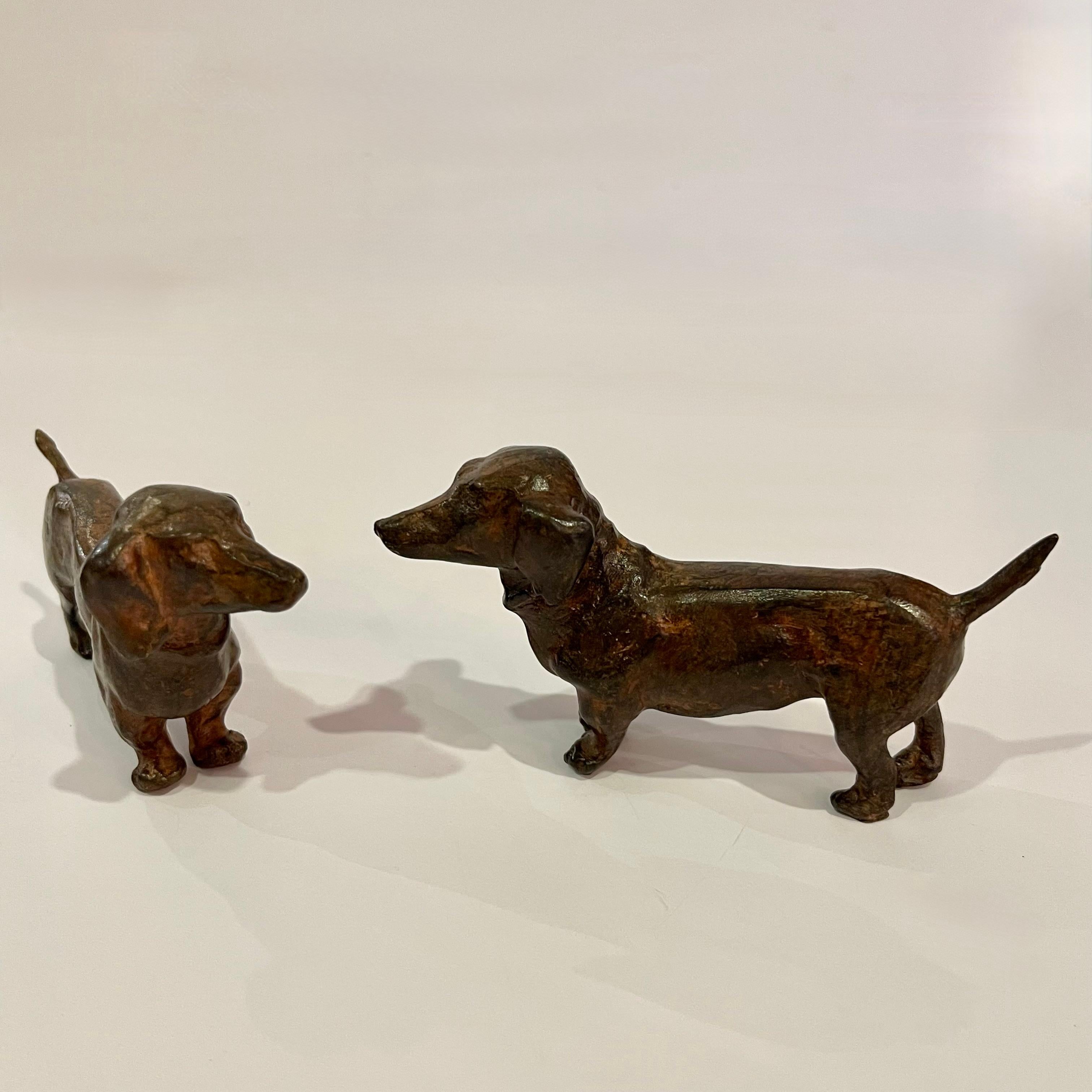 Pierre Chenet Pair of Dachunds Bronze Scupltures Foundry Stamp For Sale 3
