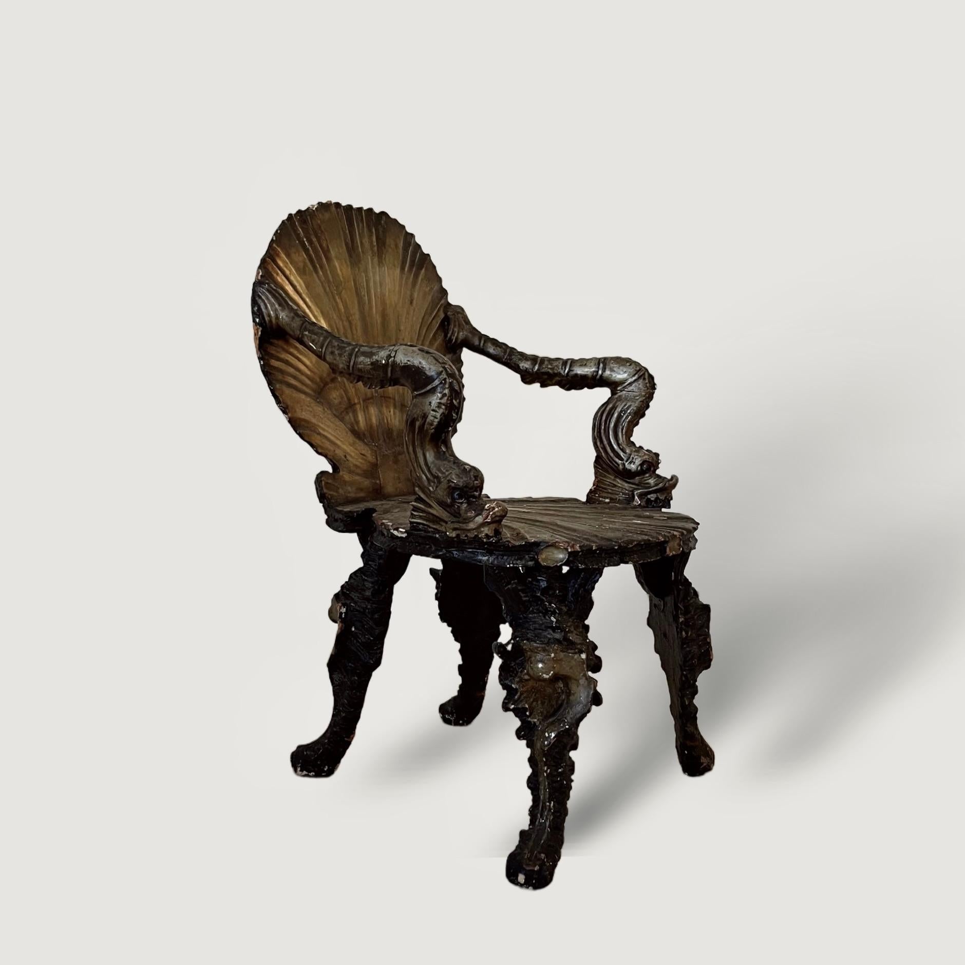 A Pair of Venetian Silvered and Gilt Grotto Armchairs attributed to Pauly et Cie In Good Condition For Sale In CA, CA