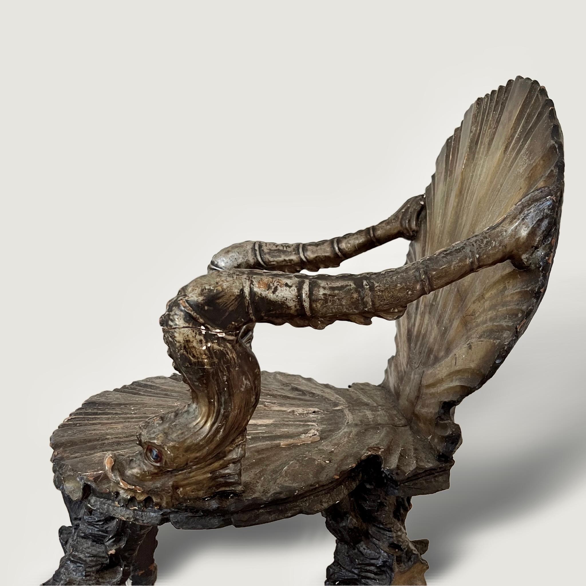 Victorian A Pair of Venetian Silvered and Gilt Grotto Armchairs attributed to Pauly et Cie For Sale