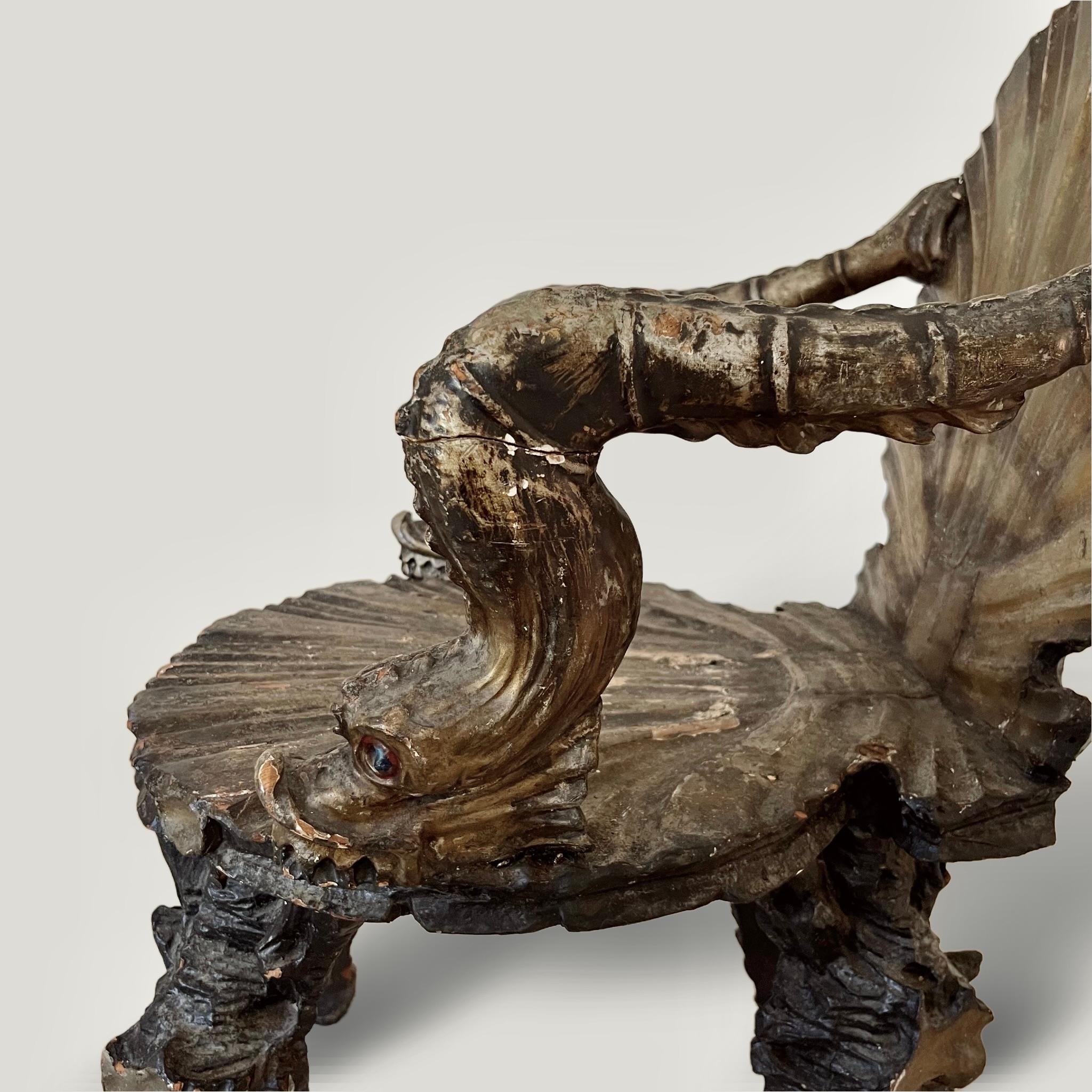 Italian A Pair of Venetian Silvered and Gilt Grotto Armchairs attributed to Pauly et Cie For Sale