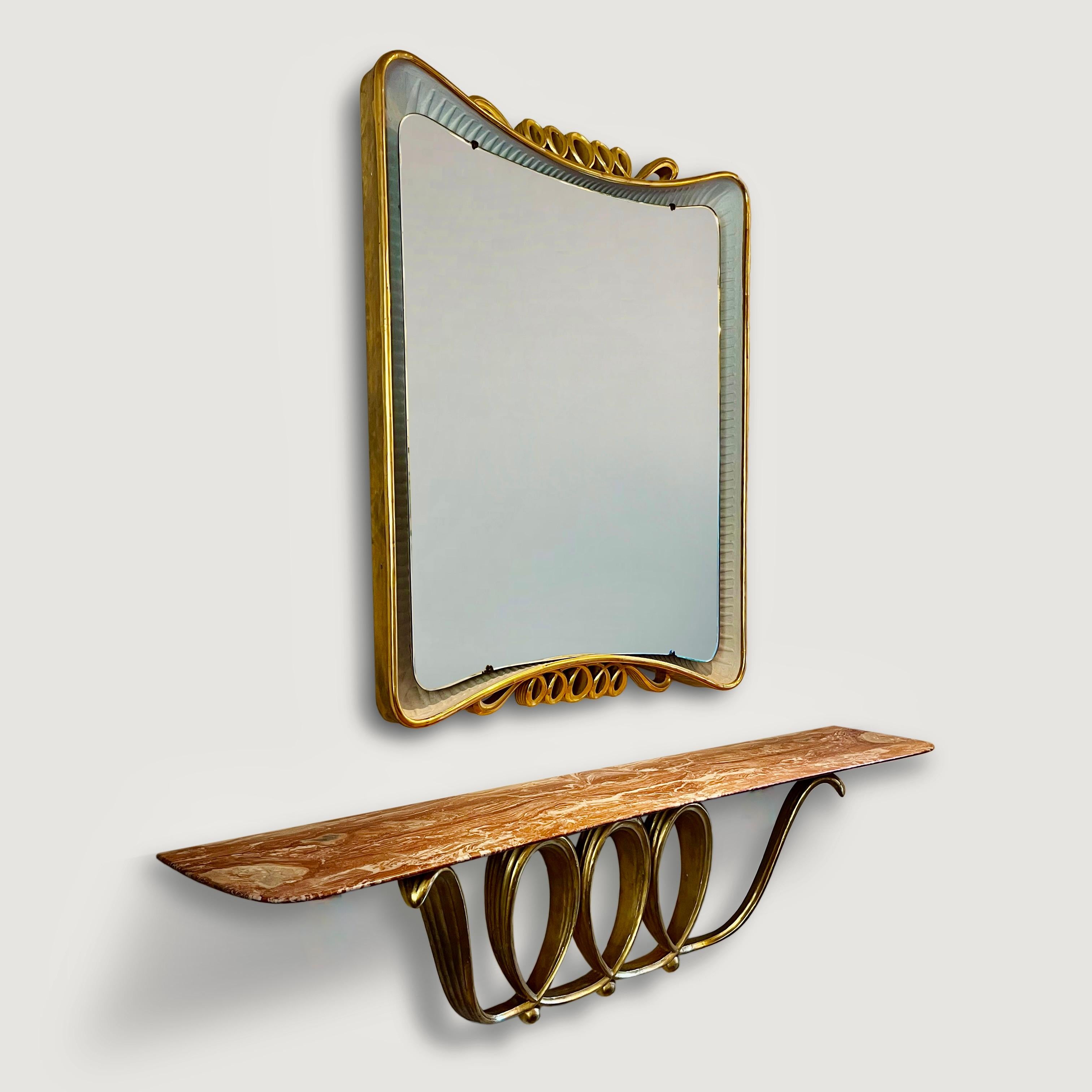 Mid-20th Century Osvaldo Borsani (1911-1985) Floating Console and Mirror creating in 1946 For Sale