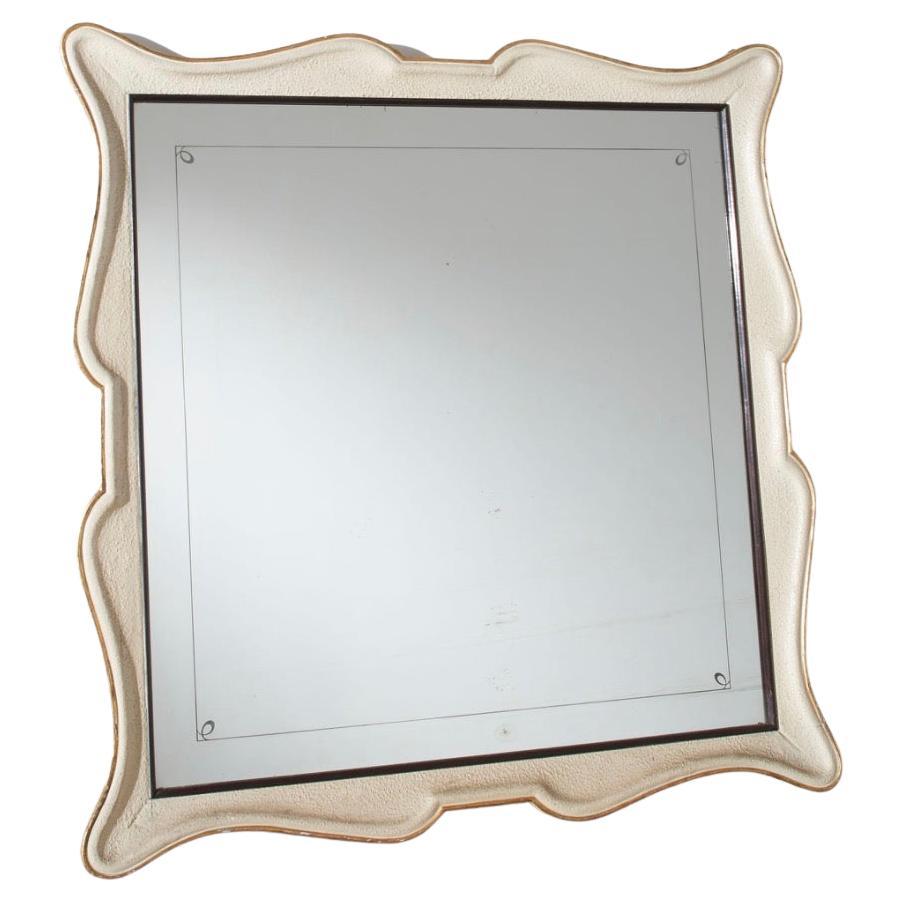 Italian Large Cream Textured and Gilt Mirror circa 1940 For Sale