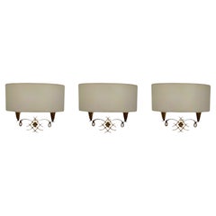 Set di 3 applique con paralumi Jules Leleu