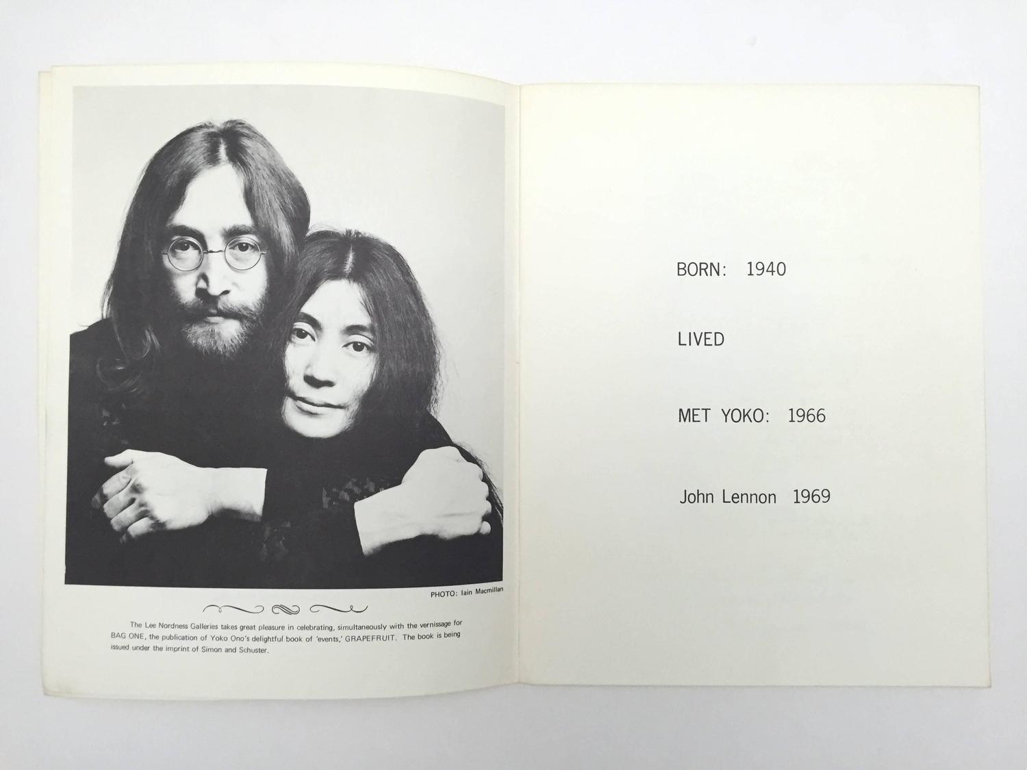 "John Lennon Bag One" Catalogue 1970 For Sale at 1stdibs