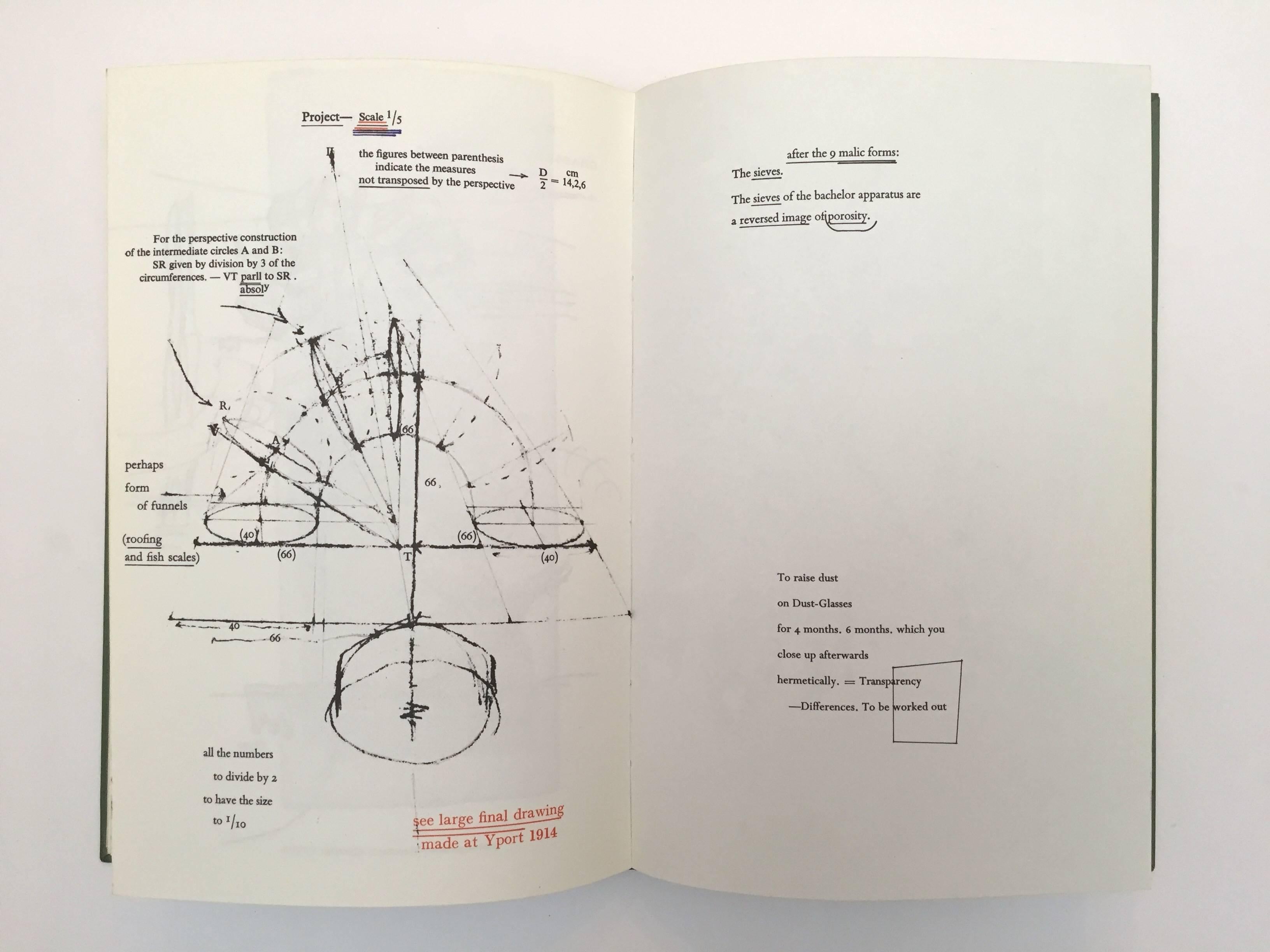First edition, published by Percy Lund, Humphries & Co. Ltd, 1960.

A typographic version by Richard Hamilton of Marcel Duchamp's green box.
Translated by George Heard Hamilton.

The book takes its name from Duchamp's 9 ft. tall