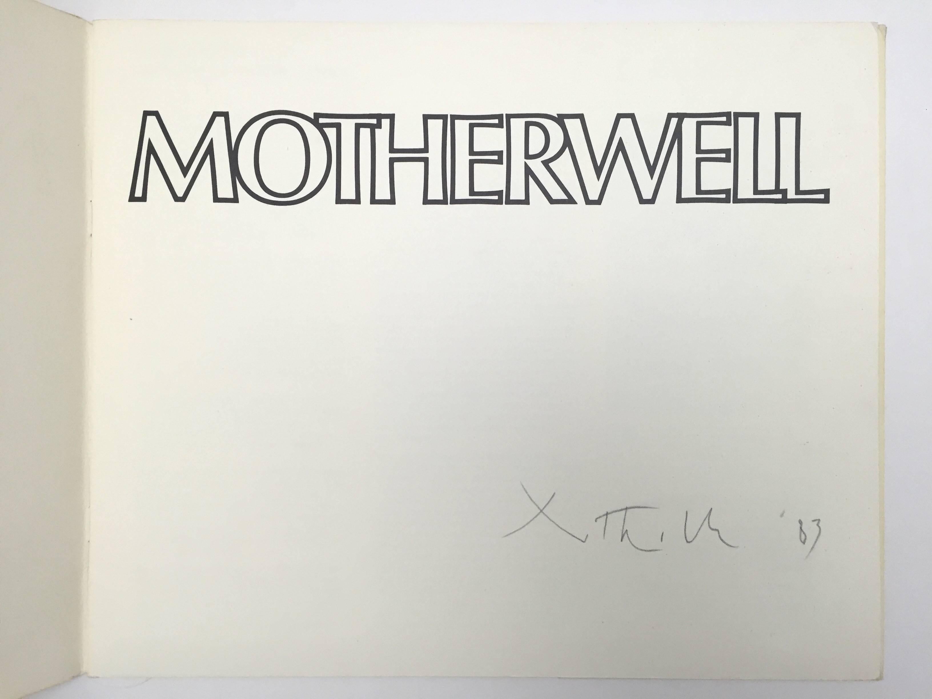 First edition, published by Brooke Alexander, 1975.

This rare catalogue signed by Motherwell produced for an exhibition at Jack Glenn Gallery. The cover of this catalogue was created as a limited edition loose lithograph with a collage of a