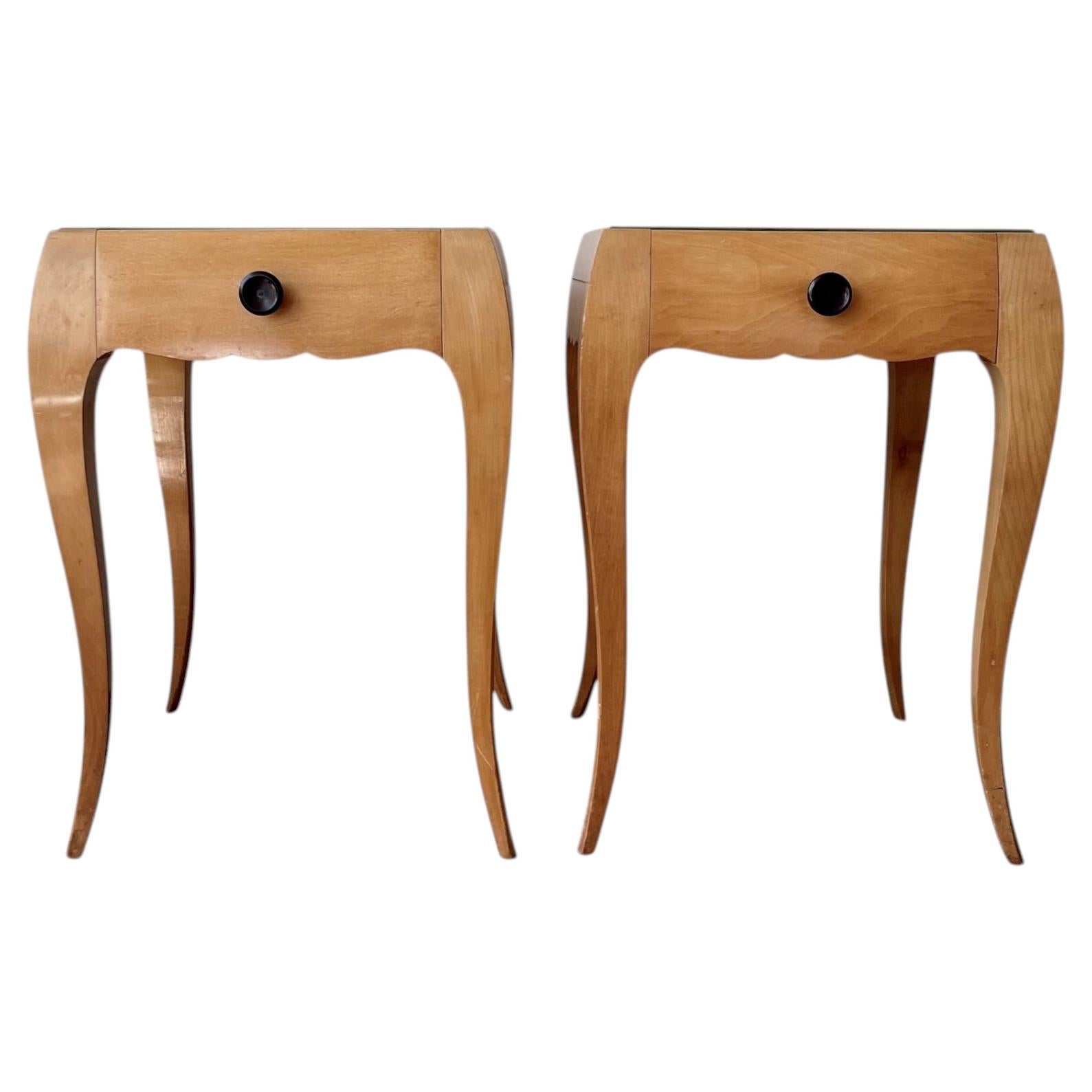 French Art Deco Sycamore End Tables attributed to René Prou circa 1940 For Sale