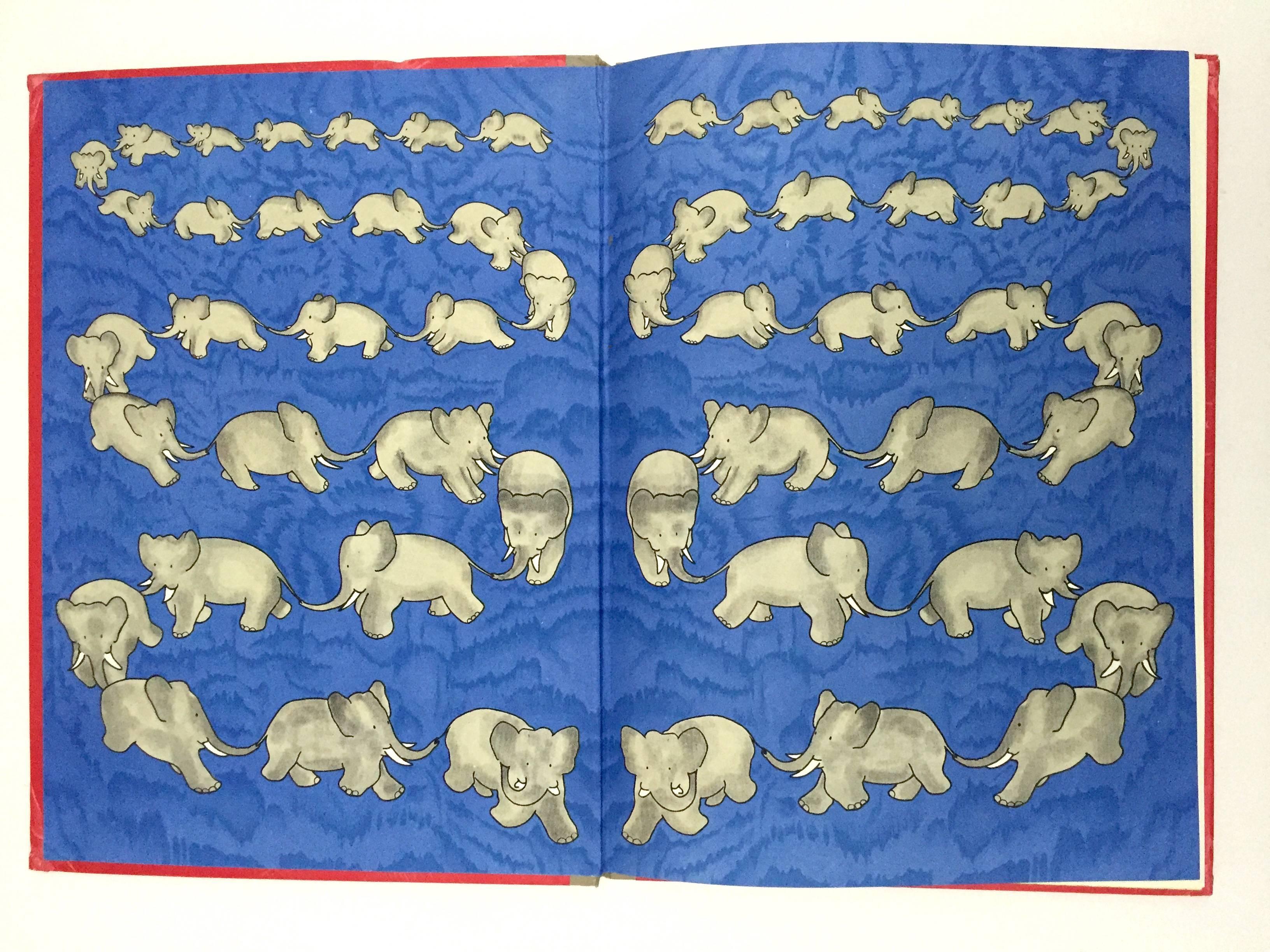 Published by Hachette, 1938.

Babar the elephant is undoubtedly one of the worlds' most loved children's book characters and some say a characterization of Brunhoff himself. This is the first Hachette edition of 'Babar en Famille', an endearing