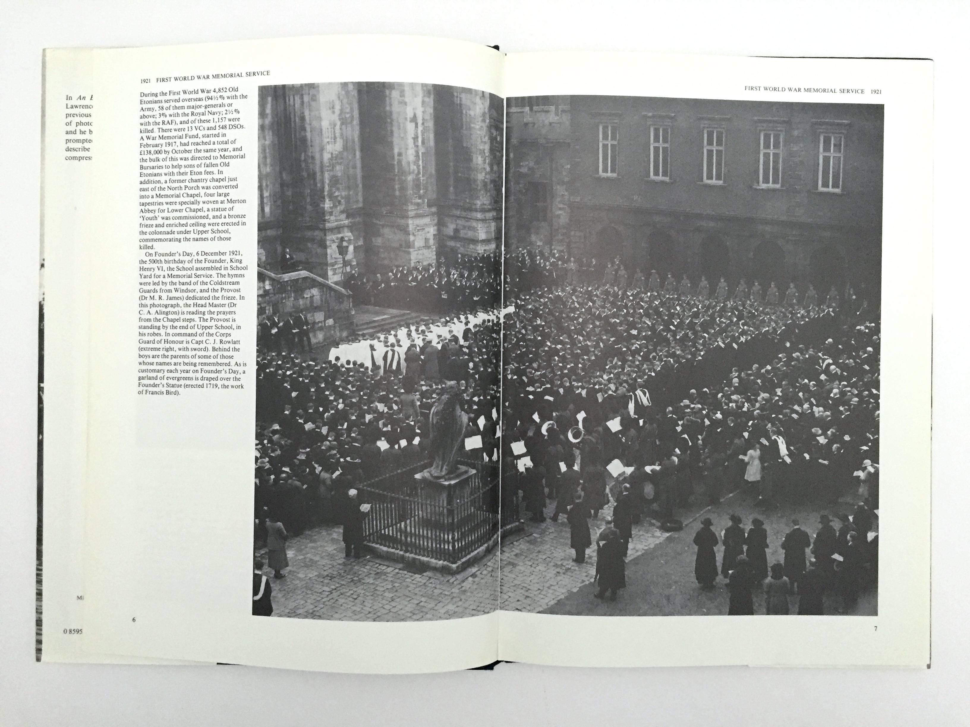 First edition, published by Michael Russell Publishing Ltd, 1983.

Written and compiled by P. S. H. Lawrence, an alumni and later master at Eton college. This book displays a plentiful archive of photographs documenting the building, surroundings