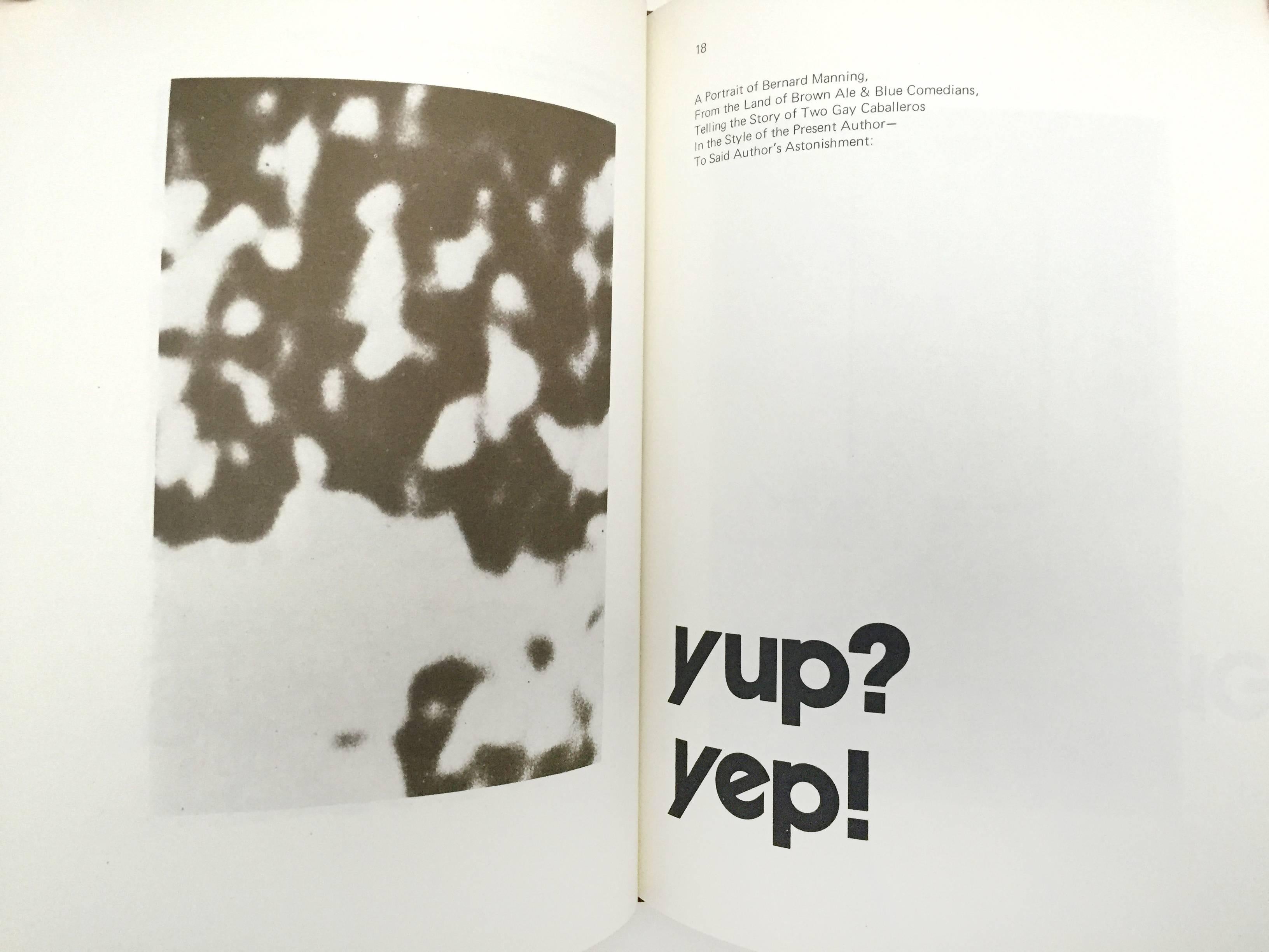 First Edition, published by Trigram Press, London, 1975. 

A collaborative book of disorientating and ethereal poetry and artworks by Jonathan Williams and Tom Phillips. Following a disagreement between the publishers and one of the authors