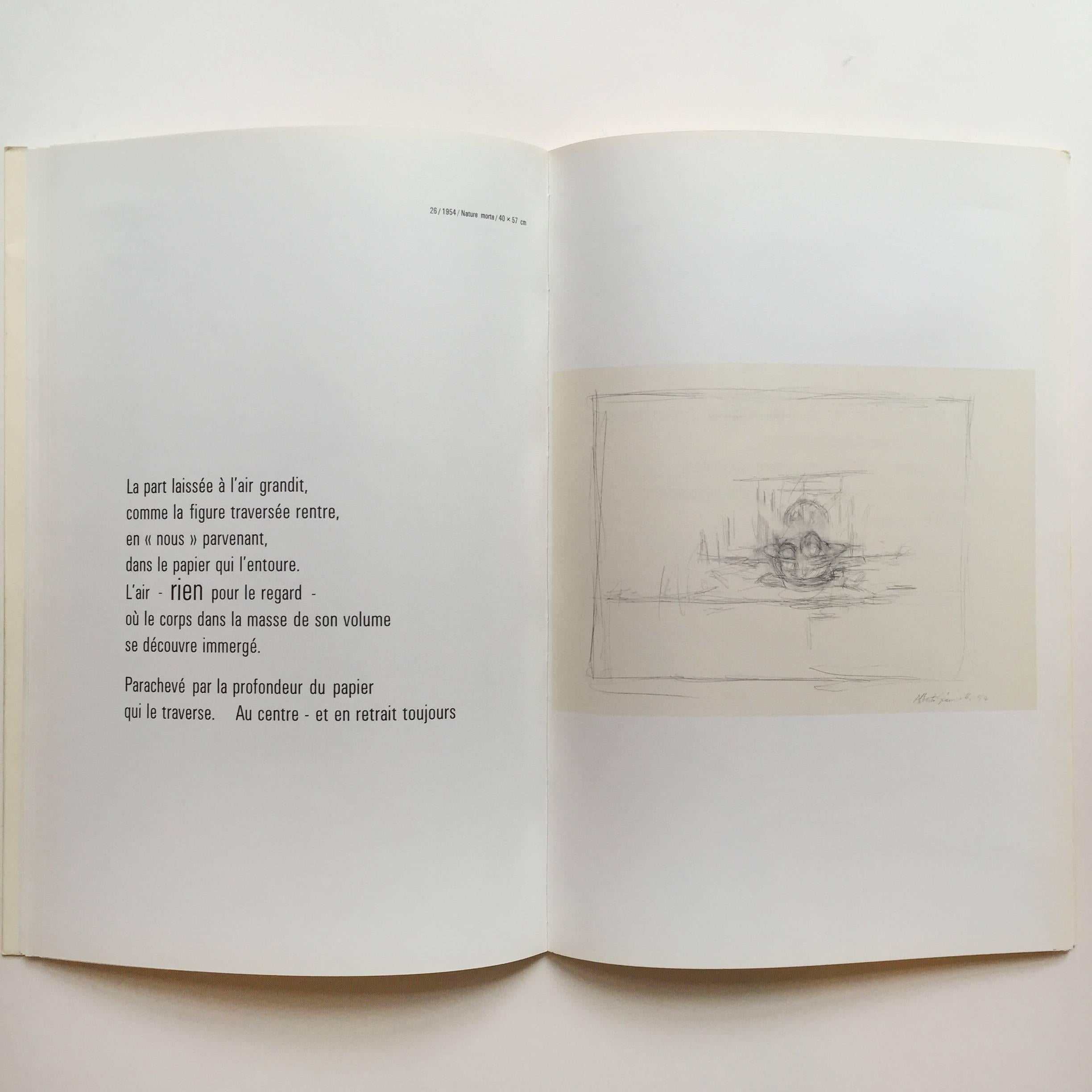 First edition, published by Galerie Claude Bernard, 1968.

 This book was published in conjunction of the exhibition of Giacometti drawings at Galerie Claude Bernard. Known by many for his slender bronze sculptures, these drawings demonstrate