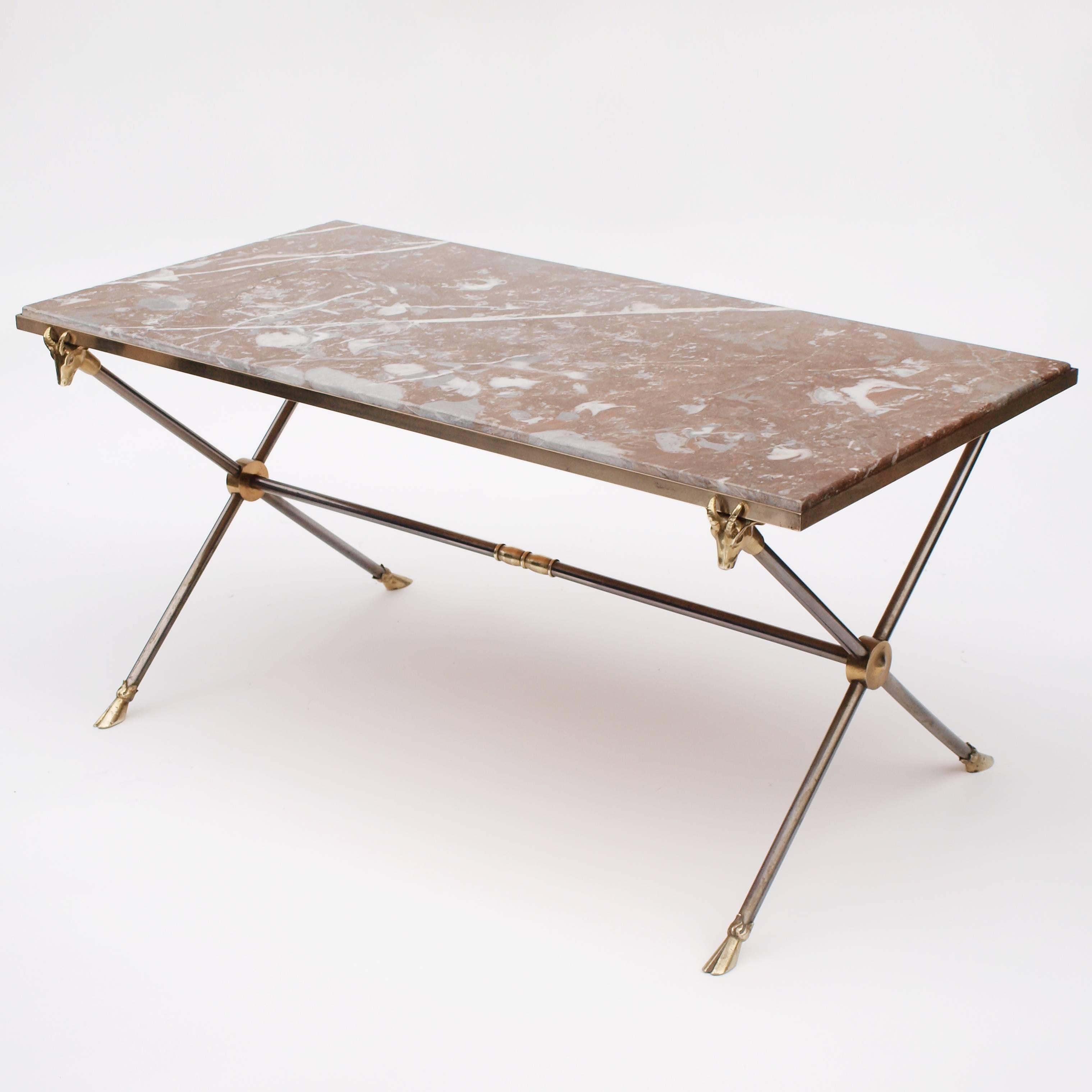 Maison Ramsay Brass, Nickel and Marble Coffee Table In Good Condition In London, GB