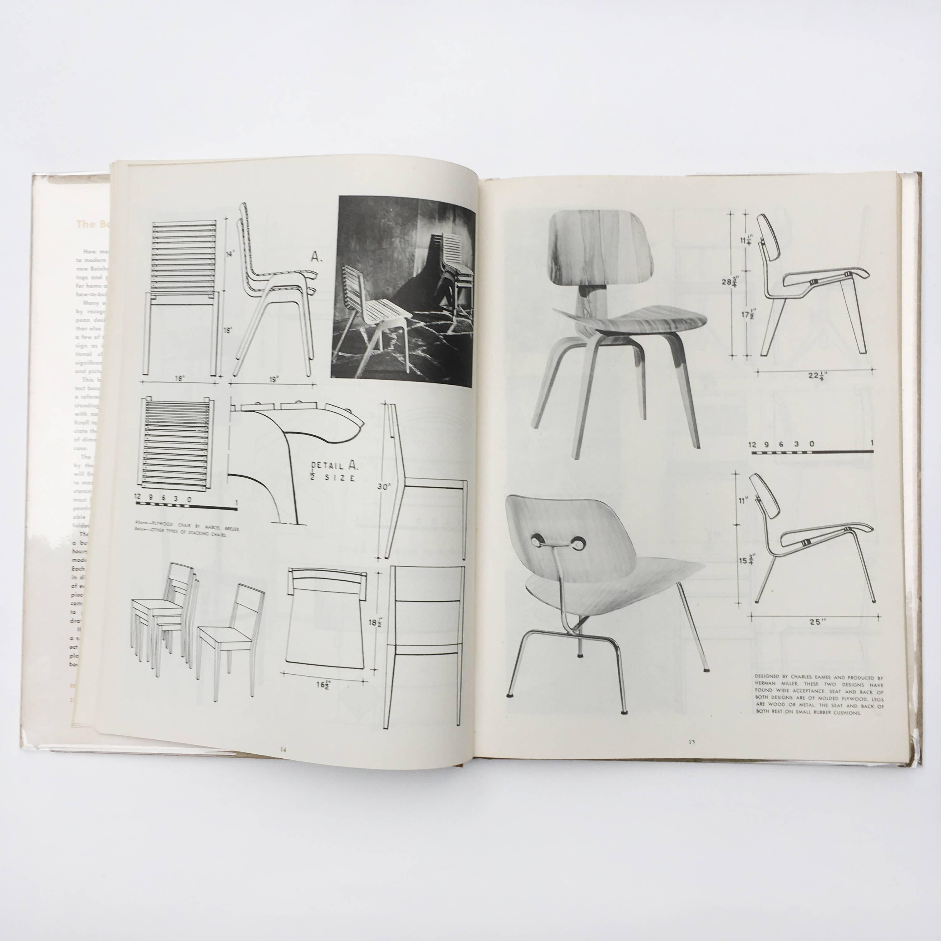 First edition, second printing, published by Reinhold Publishing Corporation, 1950.

A guide to the design and production of modern furniture, published contemporary to the era. With annotated line drawings and black and white photographs, the
