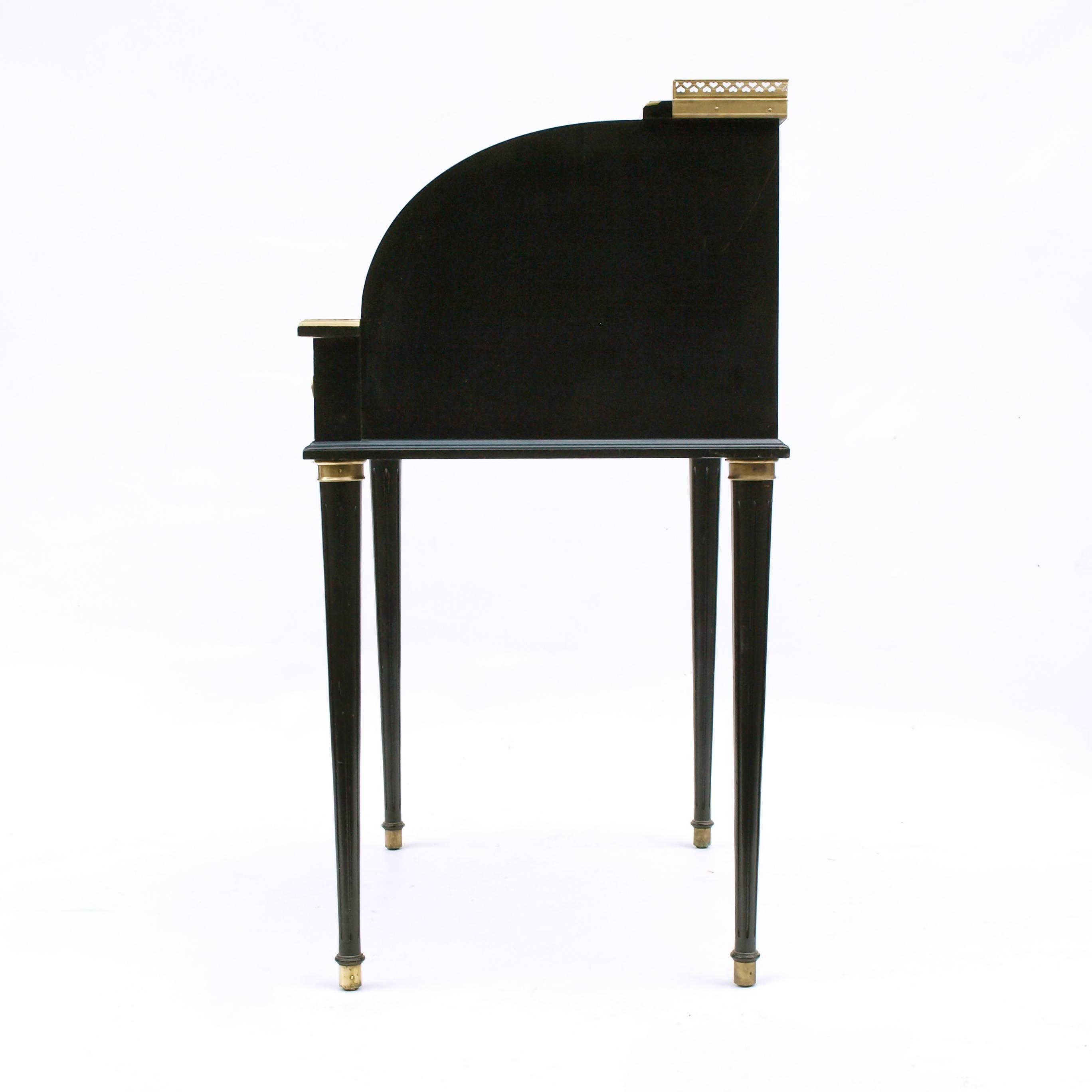 Early 20th Century Regency Style Black and Gilt Roll Top Desk 5