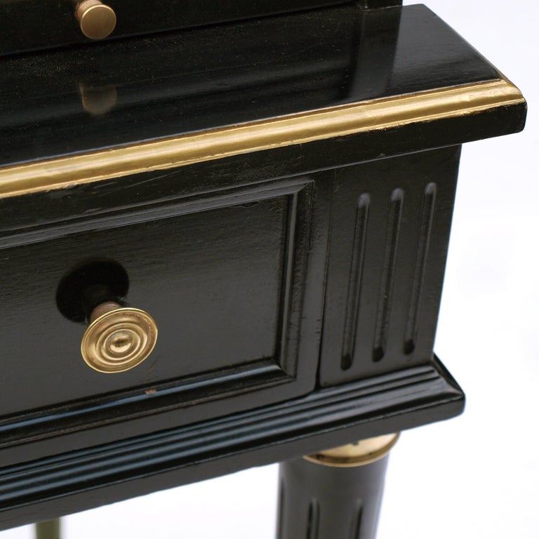 Early 20th Century Regency Style Black And Gilt Roll Top Desk For